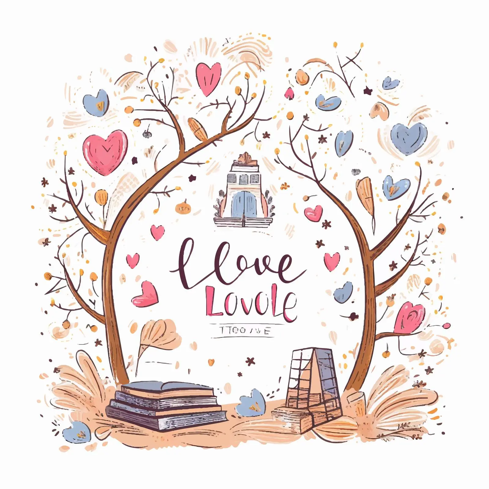 Cute Doodle Love Story Illustration – free couples illustration image from Dotvec