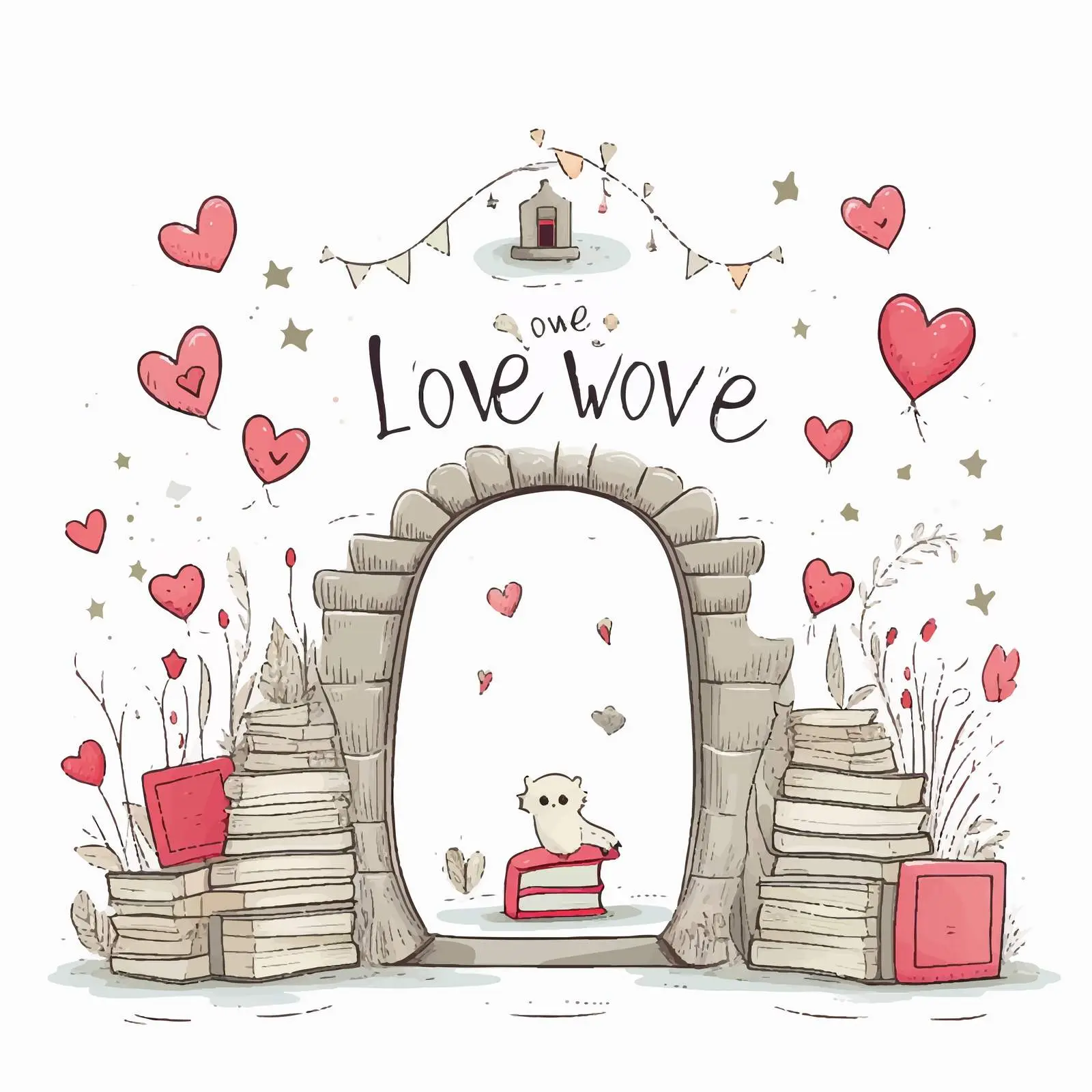 Cute Doodle Style Love Story Illustration – free filled image from Dotvec