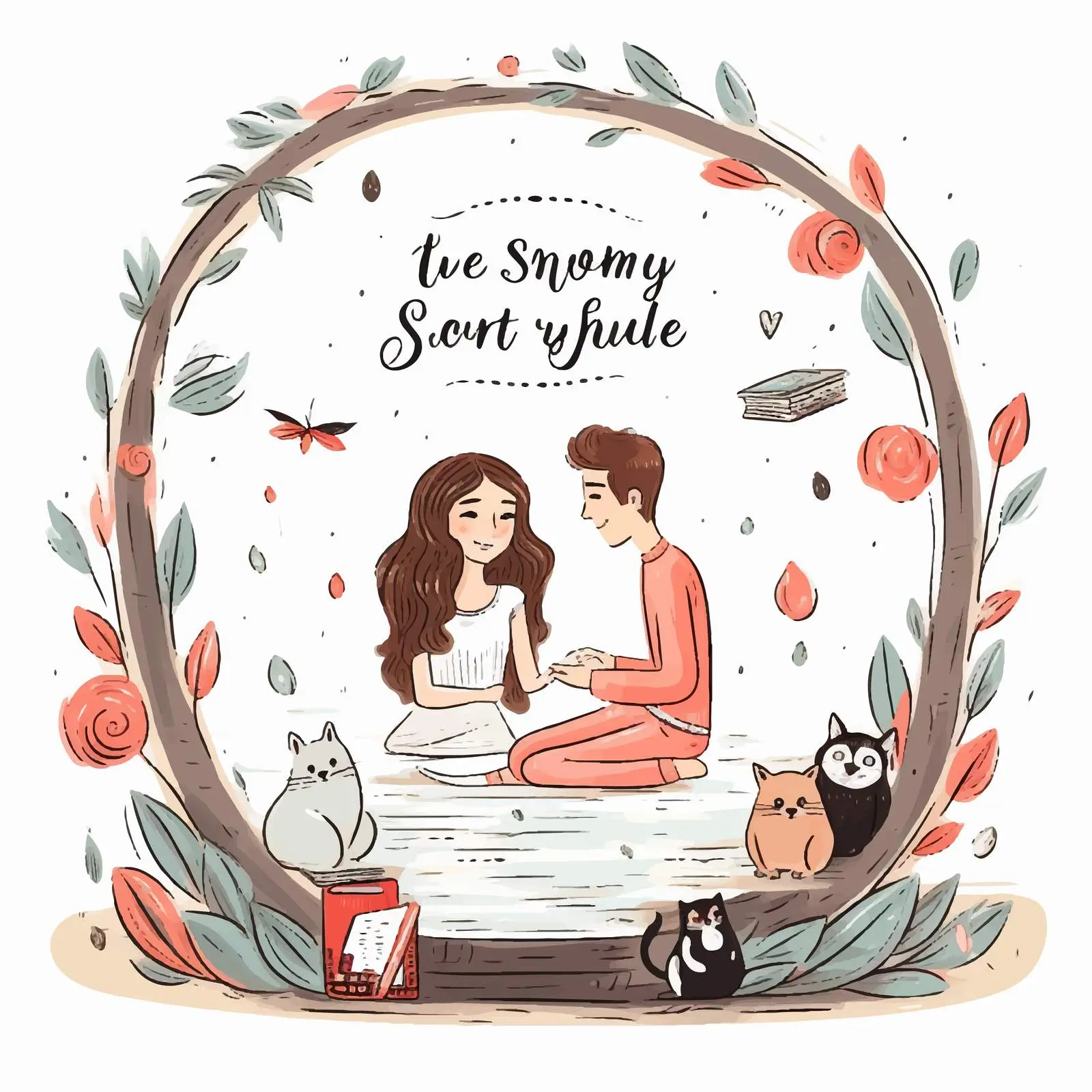Online Love Story Vector Illustration – free couples illustration image from Dotvec