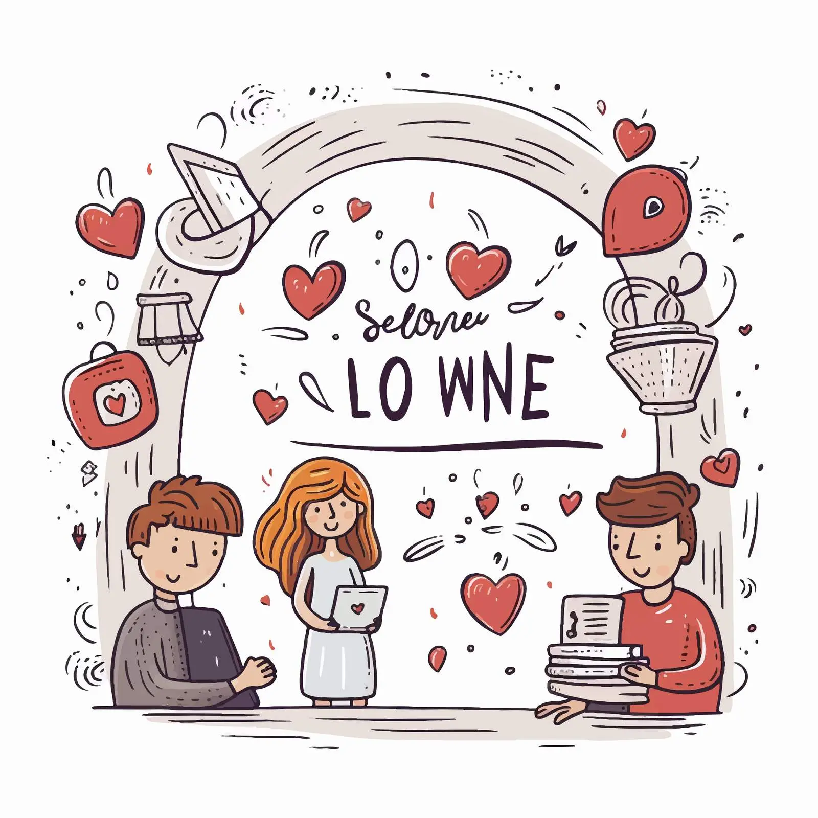 Our Love Story Online Relationship Vector Art – free couples illustration image from Dotvec