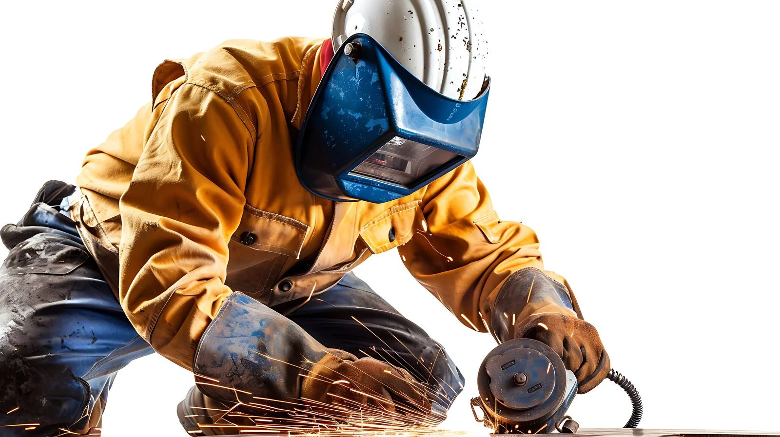 Welder Operating Circular Grinder in Factory — free download from Dotvec