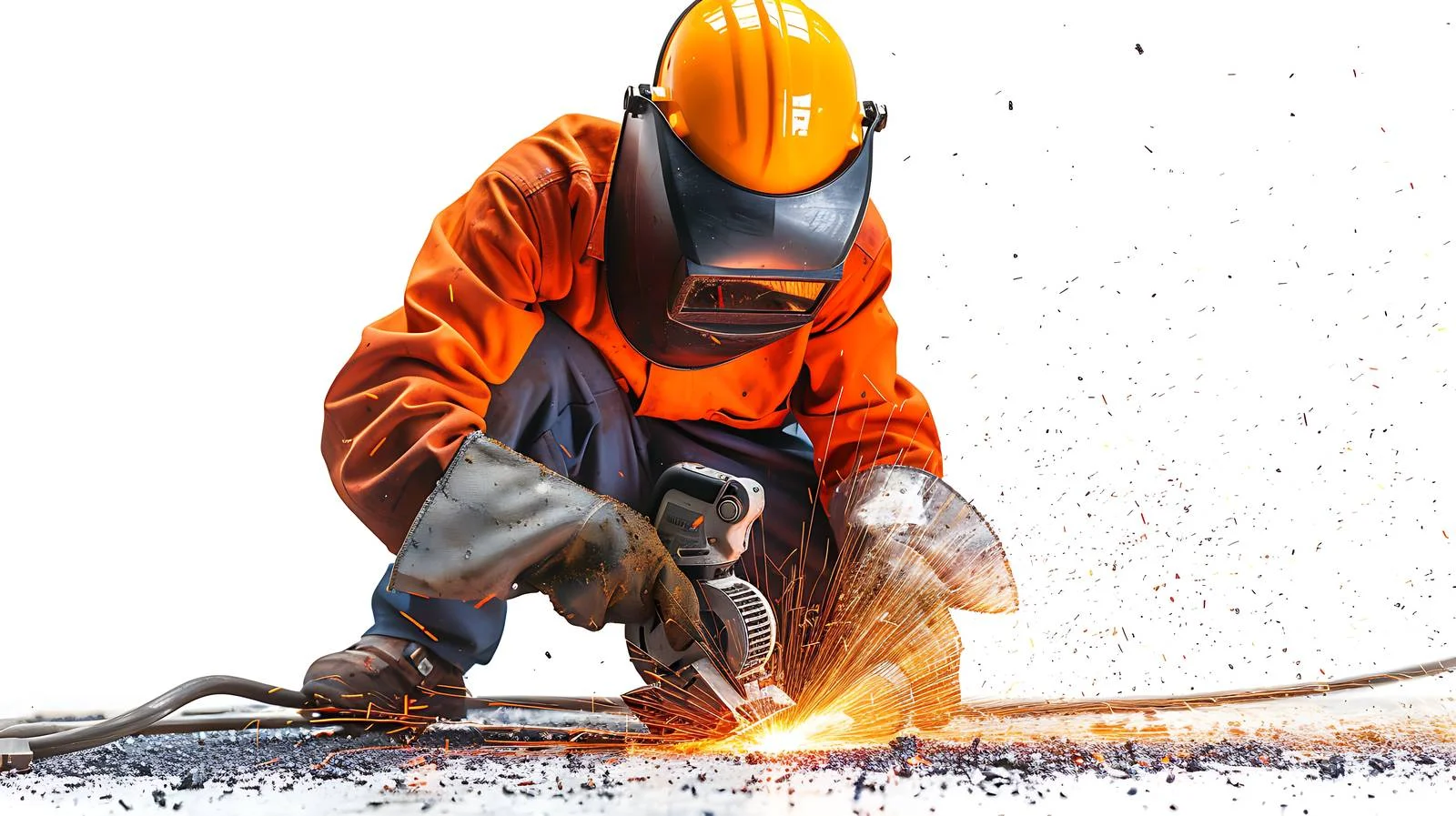 Industrial Welder Grinding at Factory — free download from Dotvec