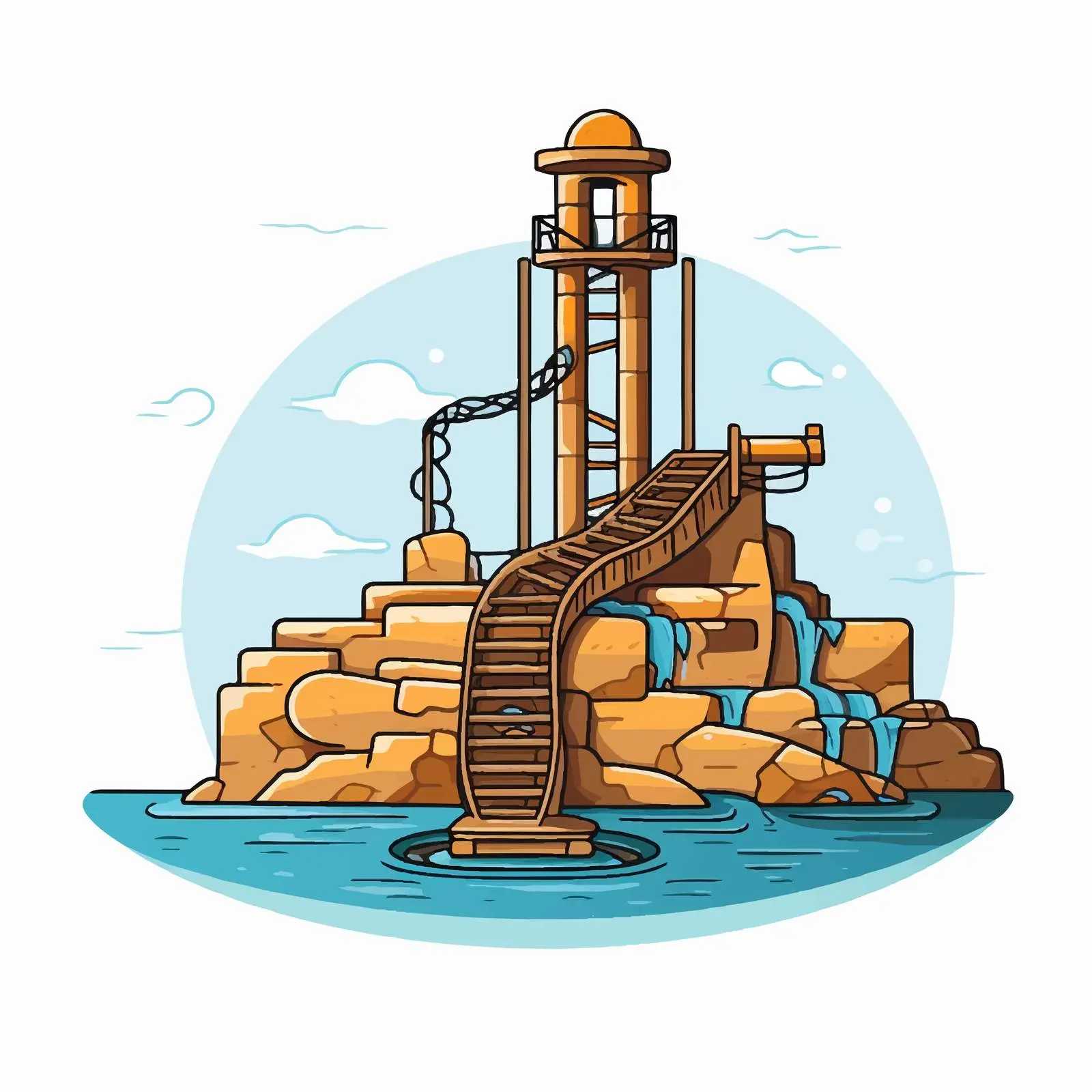 Cartoon Vector Well Line Illustration — free download from Dotvec