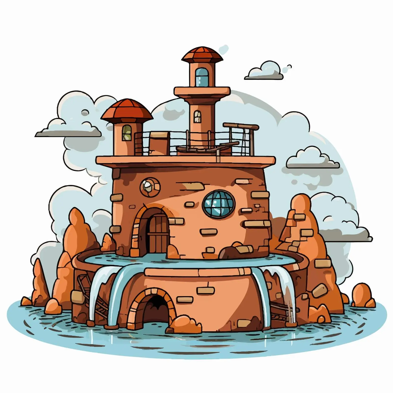 Well Line Cartoon Vector Illustration — free download from Dotvec