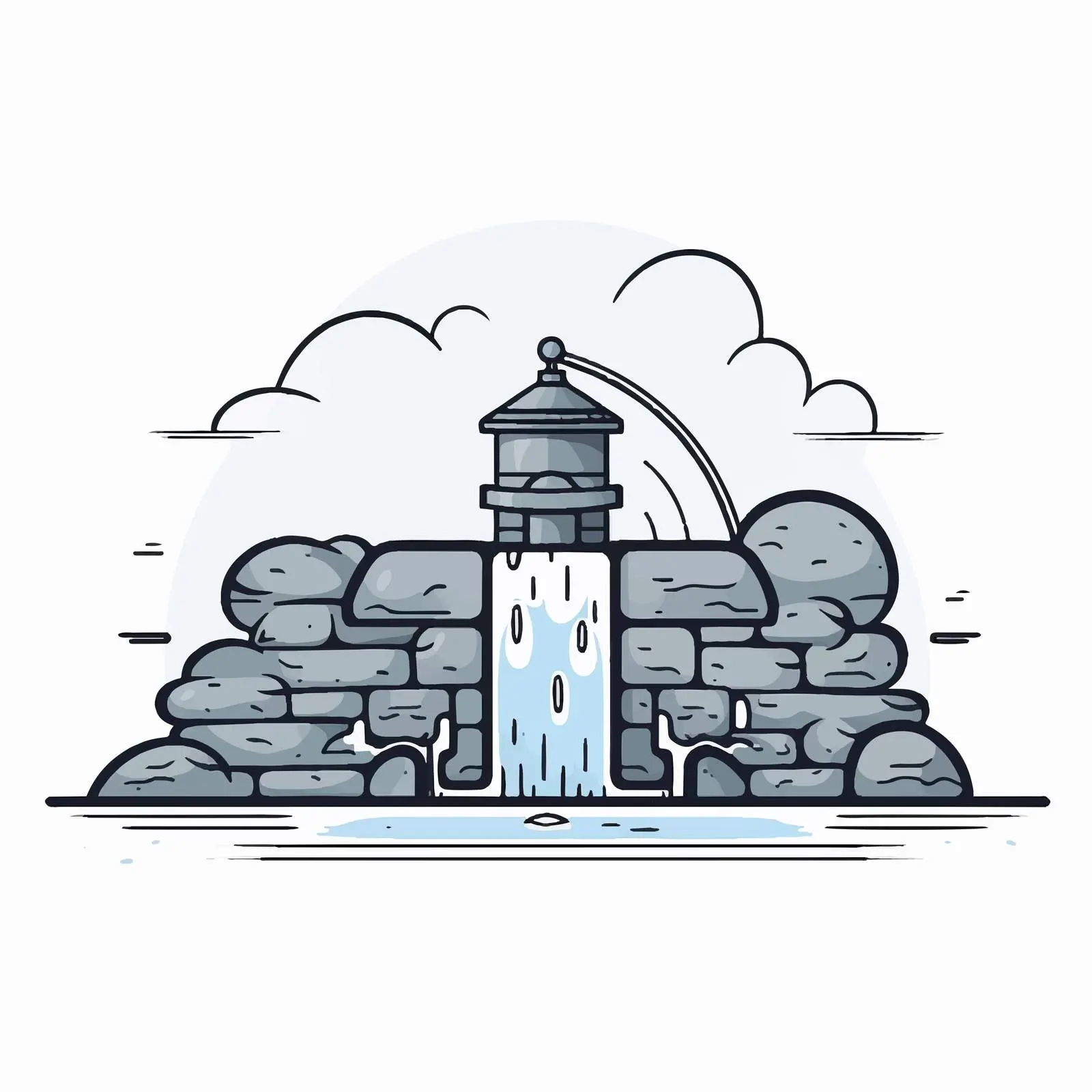 Cartoon Vector Line Illustration of a Well — free download from Dotvec
