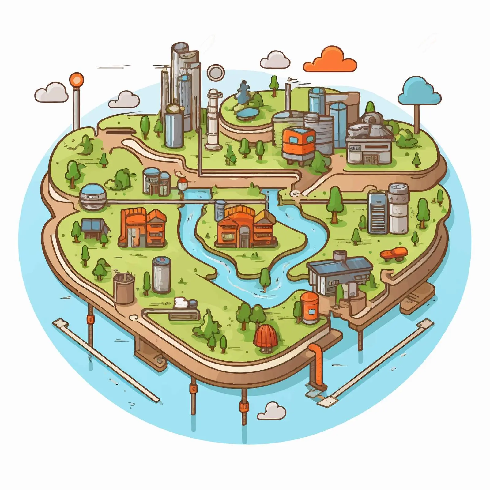 Well Line Vector Illustration on White Background — free download from Dotvec