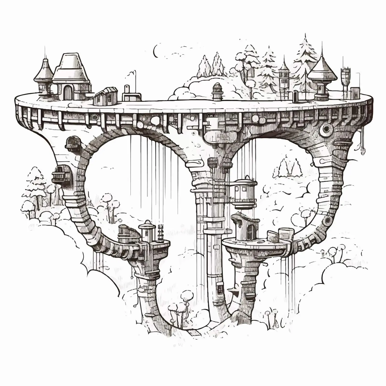 Well Line Vector Illustration on White Background — free download from Dotvec