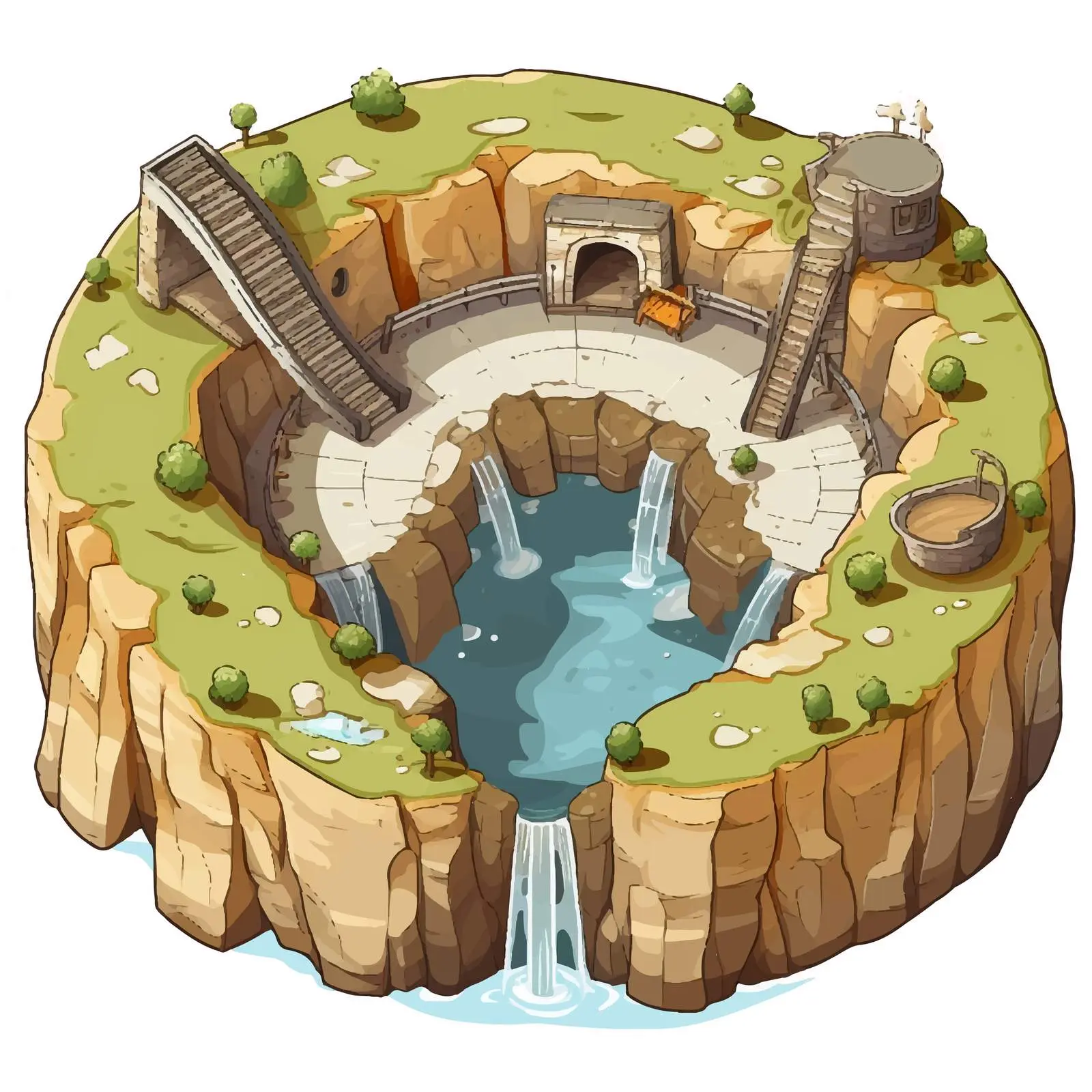 Top View Well Vector Illustration on White Background — free download from Dotvec