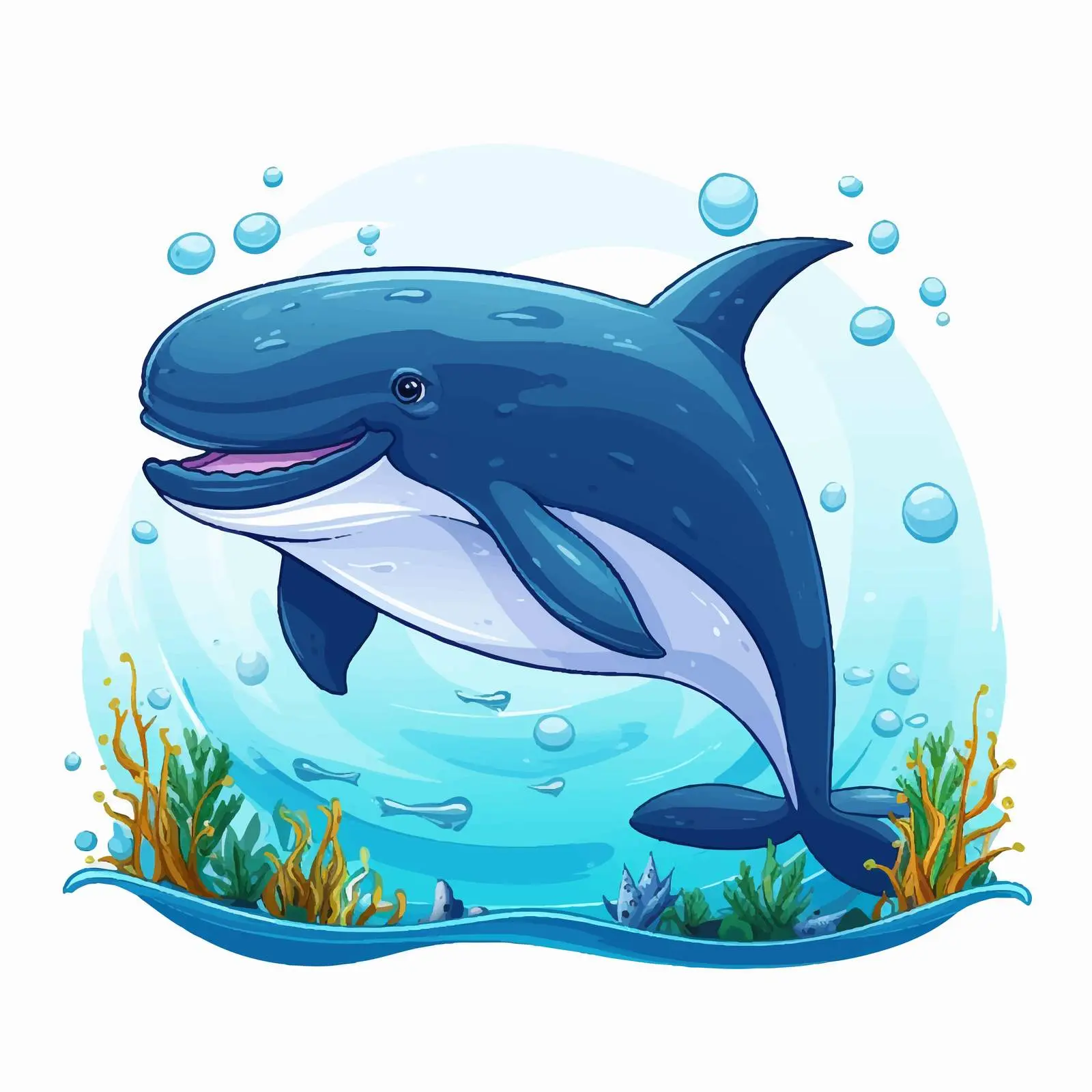 Whale Swimming Under Ocean Illustration Vector — free download from Dotvec