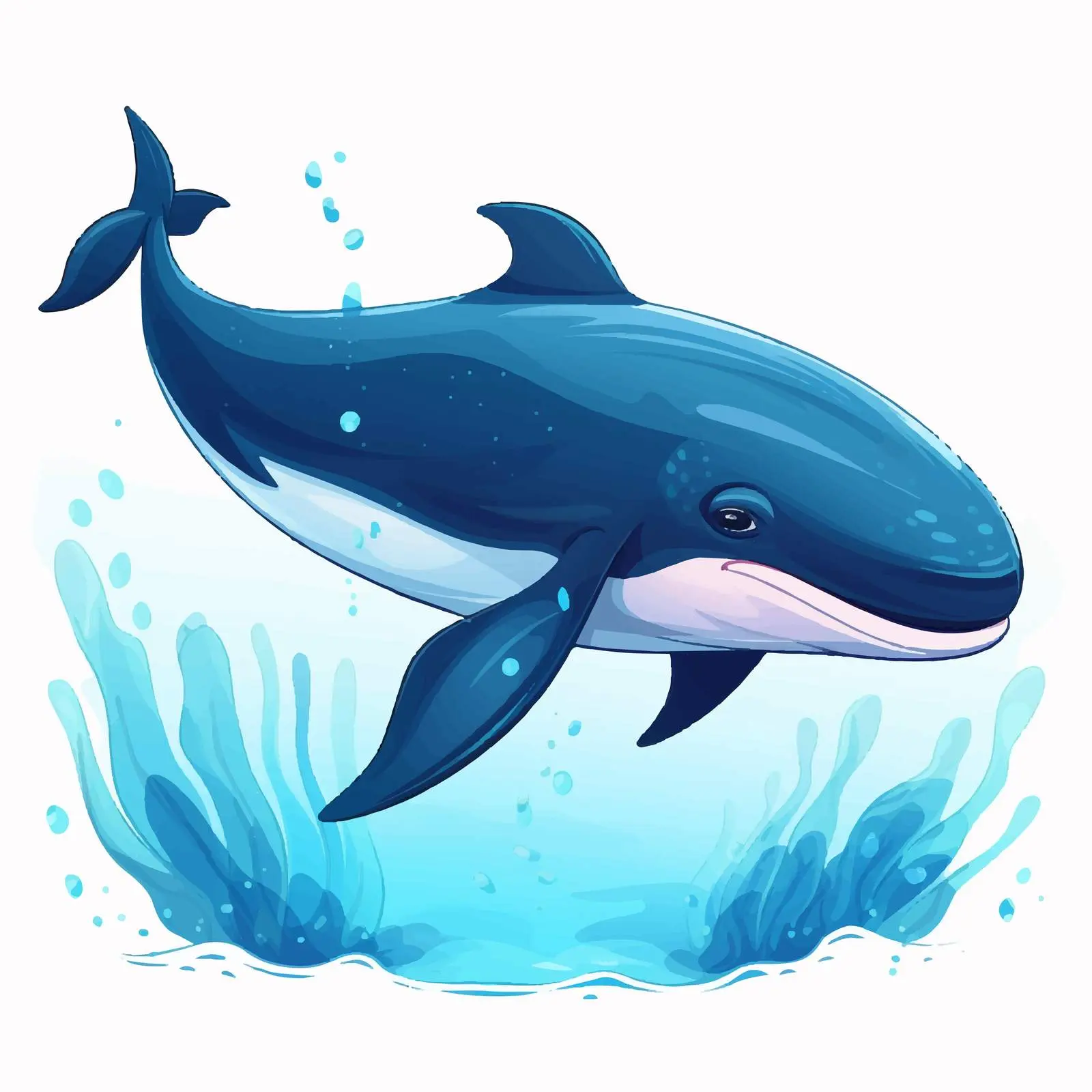 Whale Swimming Under the Ocean Illustration — free download from Dotvec