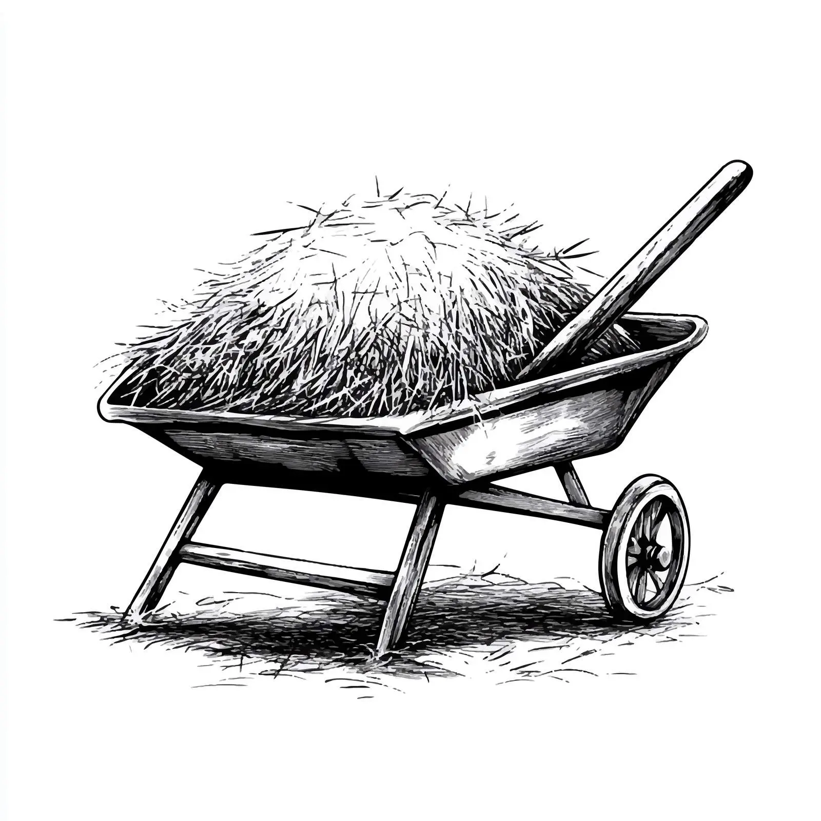 Cartoon Vector of Wheelbarrow and Hay — free download from Dotvec