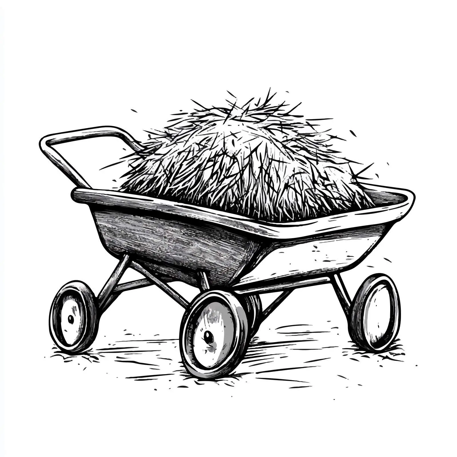 Cartoon Wheelbarrow and Hay Vector Illustration — free download from Dotvec