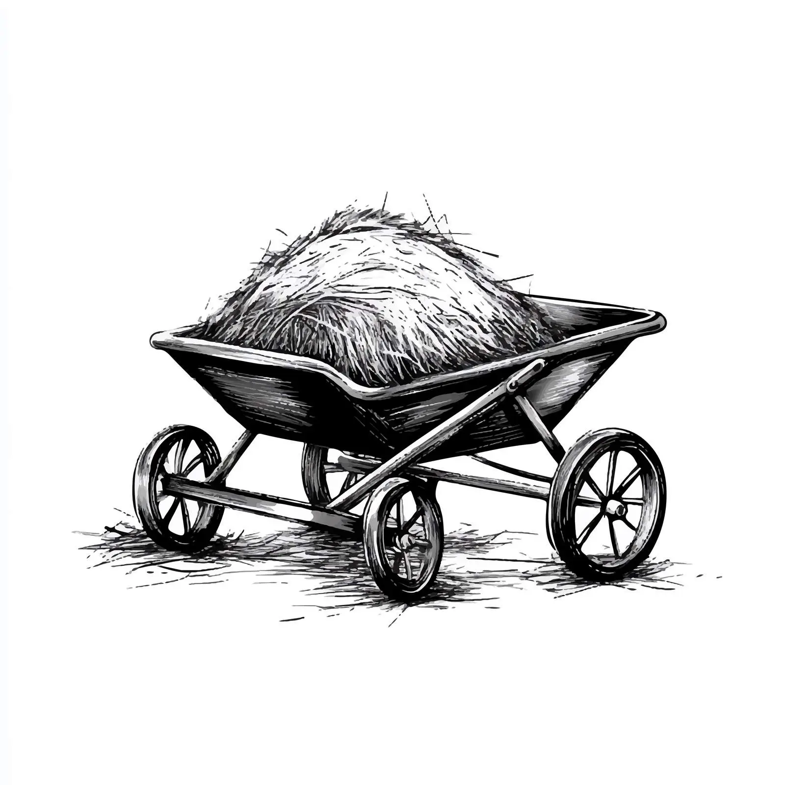Cartoon Wheelbarrow and Hay Vector Illustration — free download from Dotvec