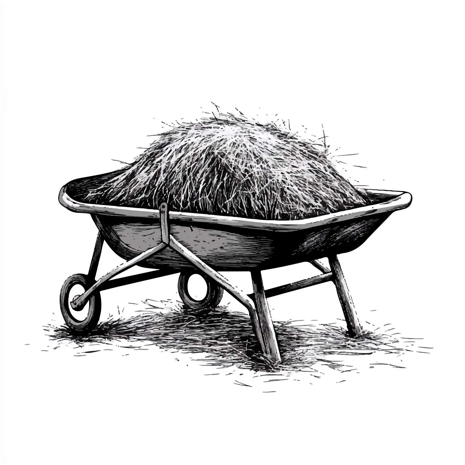 Cartoon Vector of Wheelbarrow and Hay – free hay cart image from Dotvec
