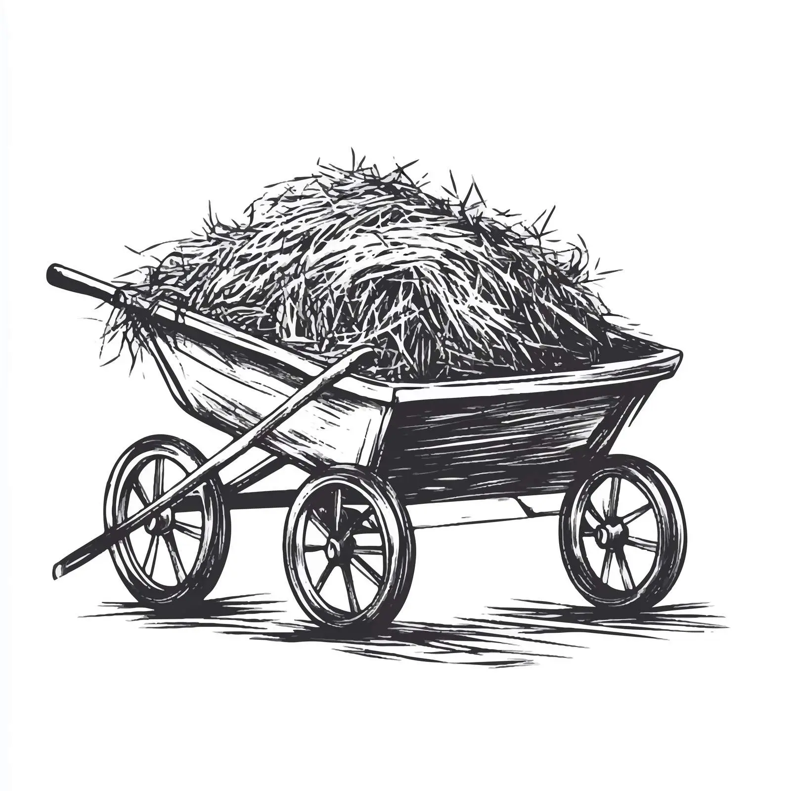 Cartoon Vector of Wheelbarrow and Hay — free download from Dotvec
