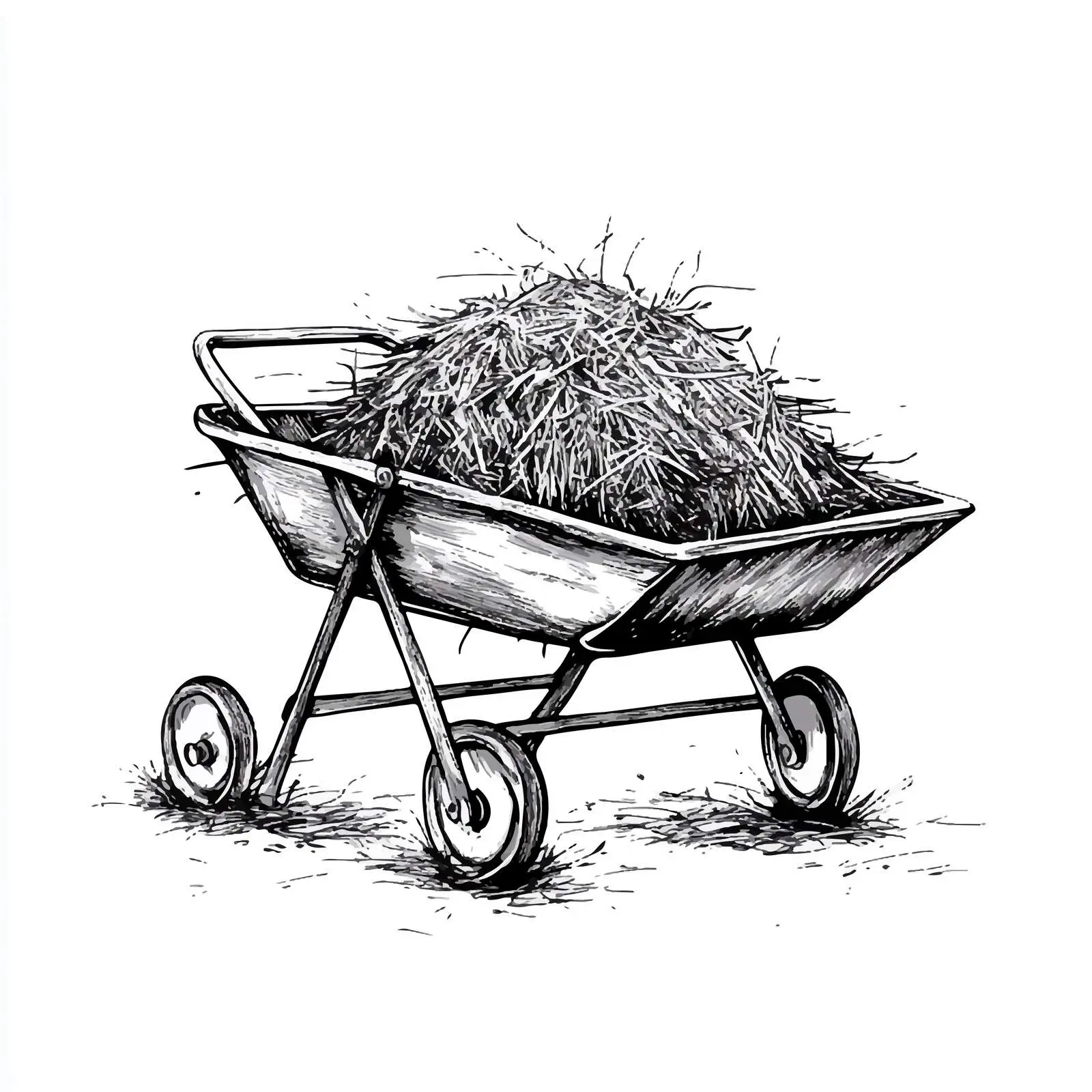 Cartoon Vector of Wheelbarrow and Hay — free download from Dotvec