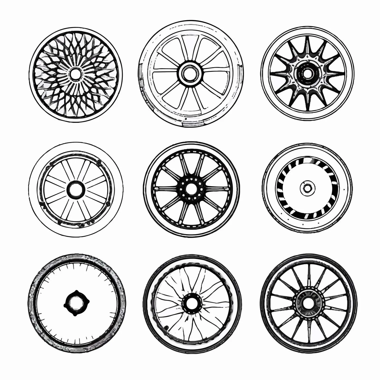 Vector Illustration of Isolated Wheels on White Background — free download from Dotvec