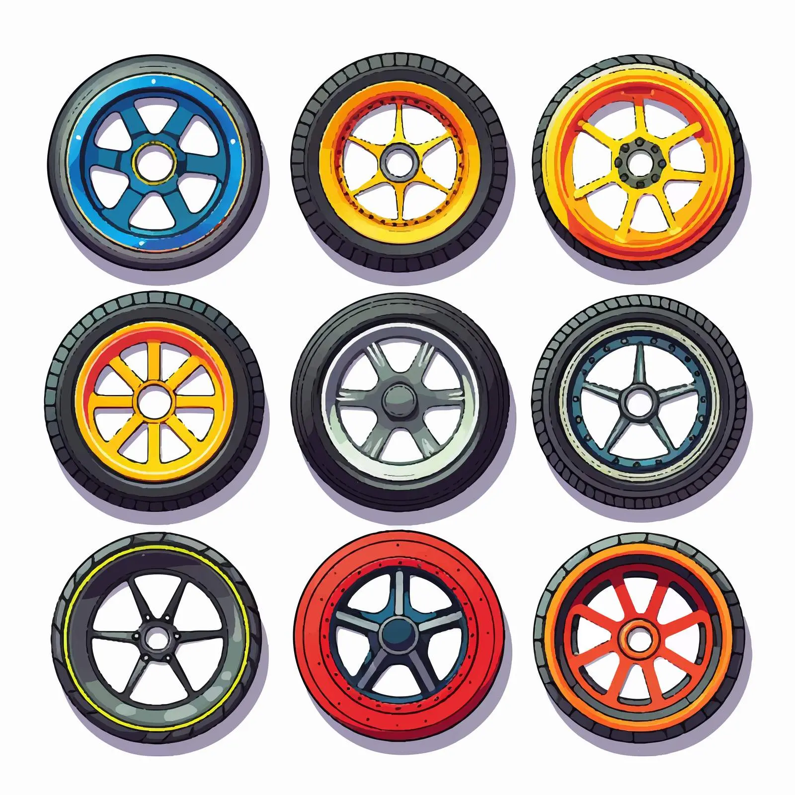 Isolated Vector Wheels Illustration on White Background – free transportation vector image from Dotvec