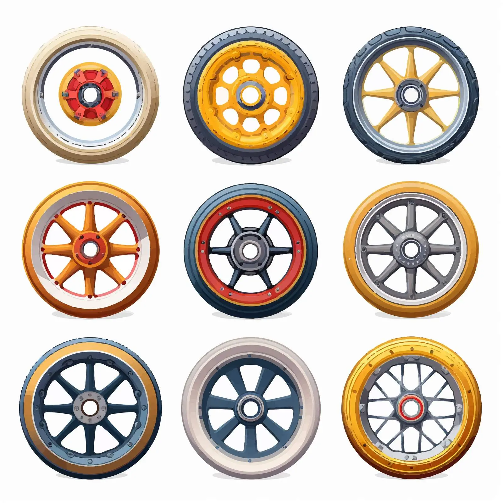 Isolated Vector Wheels Illustration on White Background — free download from Dotvec