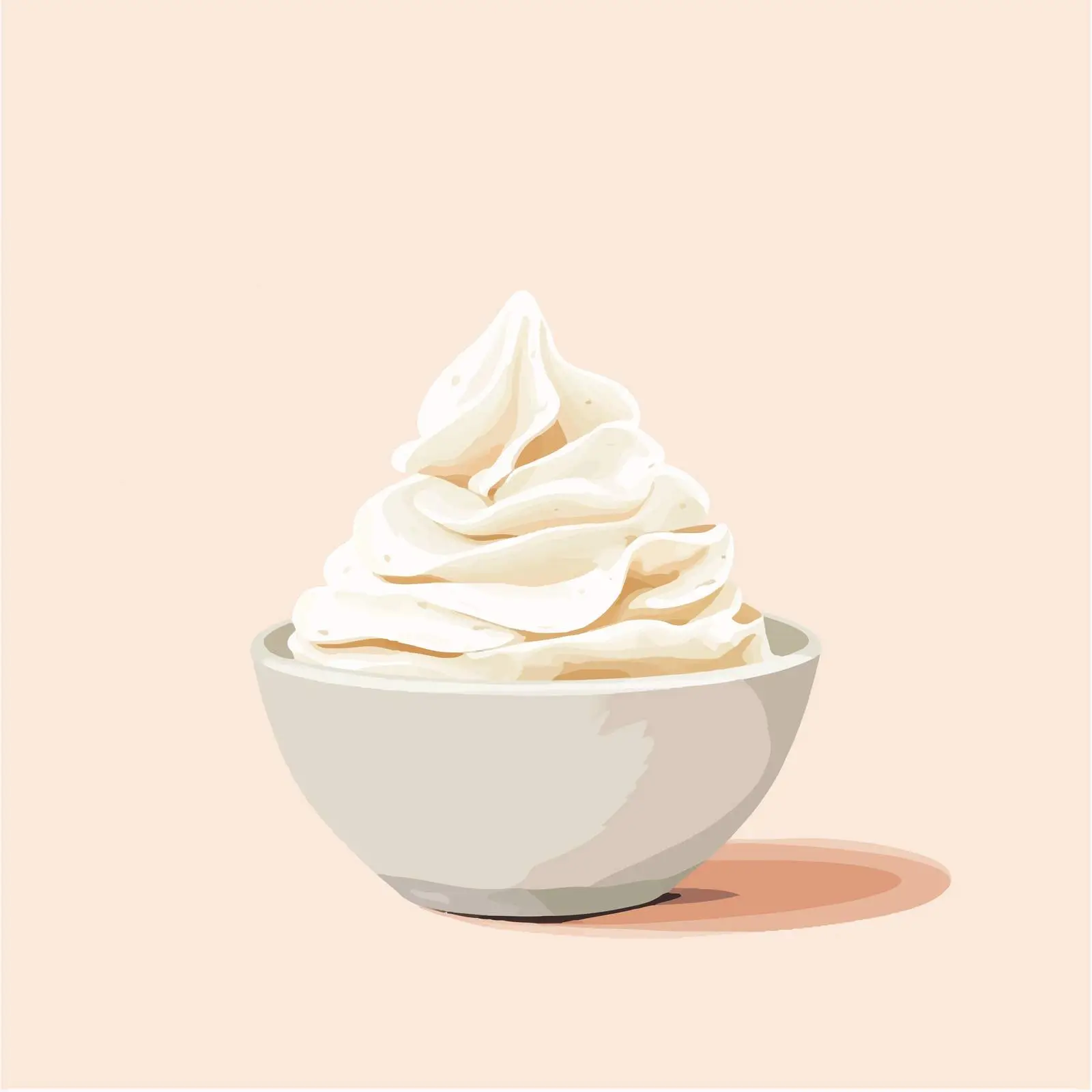 Flat Vector Illustration of Whipped Cream in Bowl — free download from Dotvec