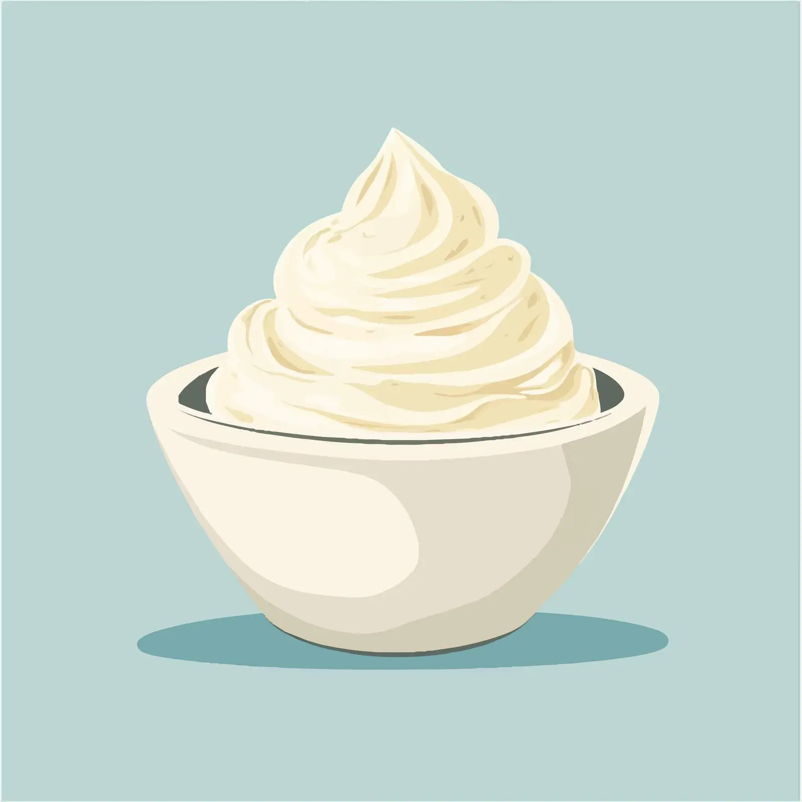 Flat Vector Illustration of Whipped Cream in Bowl – free mines image from Dotvec