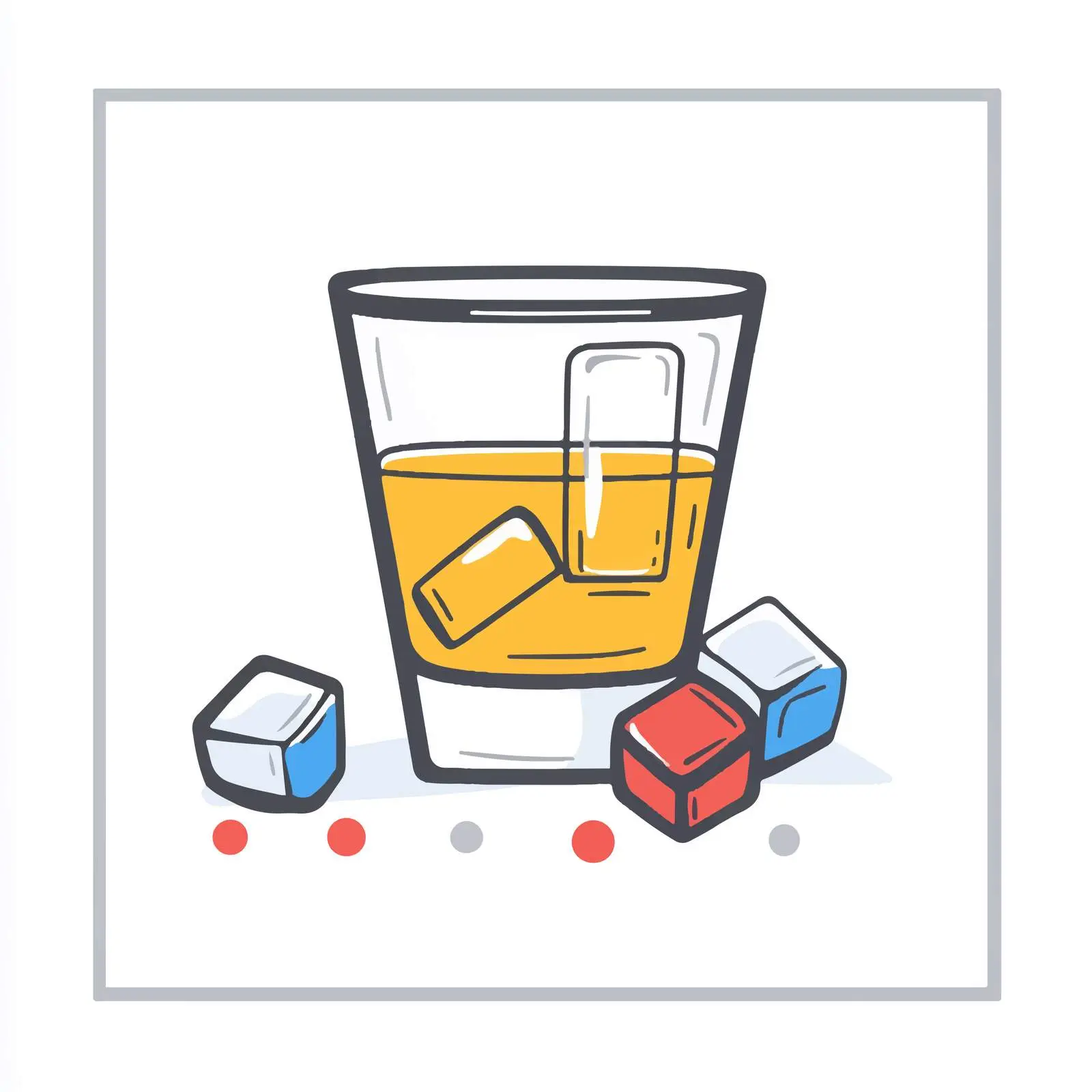 Whiskey with Ice Cubes Thin Line Icon – free thin line image from Dotvec