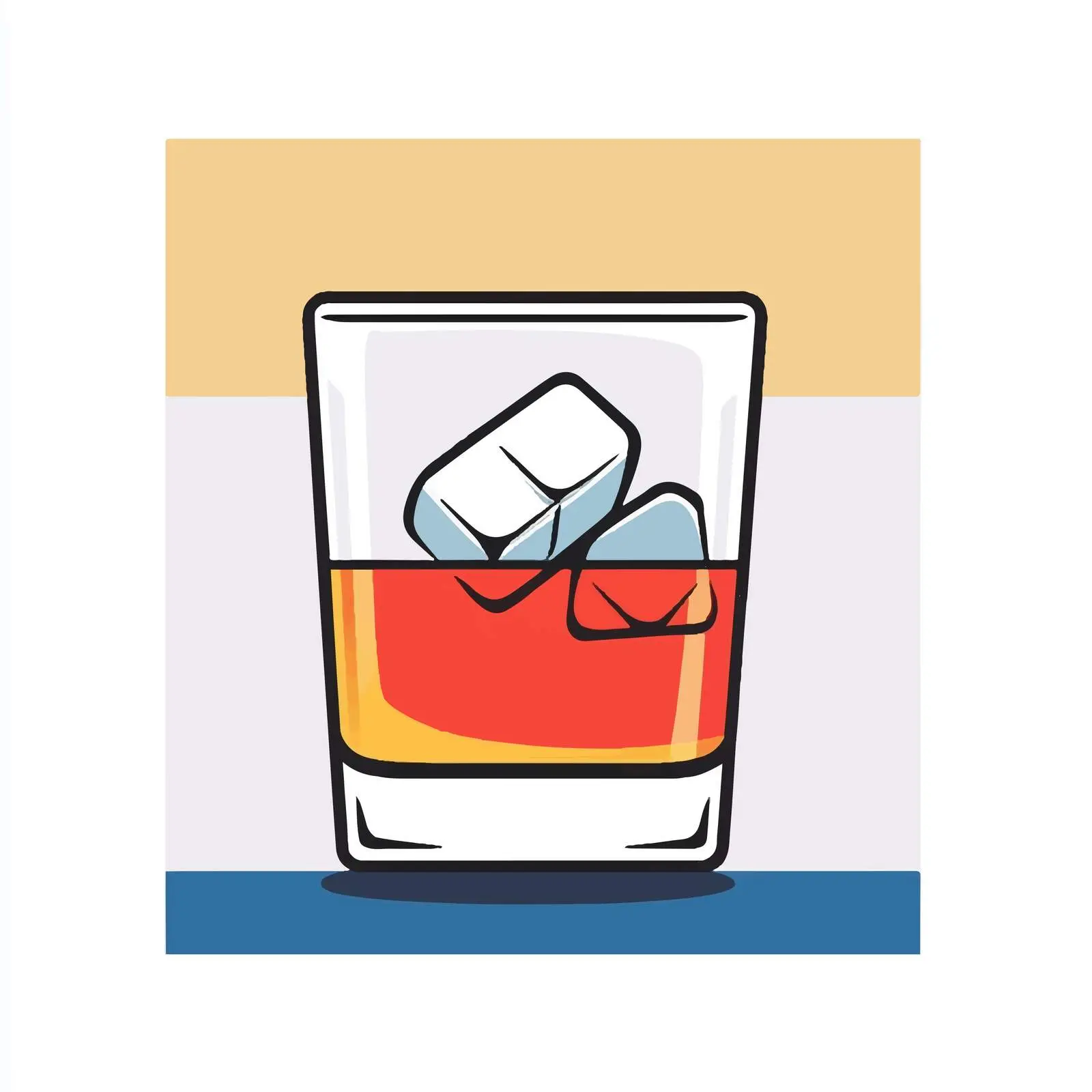 Whiskey with Ice Cubes Outline Vector Icon – free thin line image from Dotvec