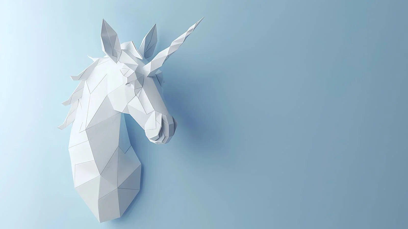 3D Papercraft Unicorn Head Model on Blue Background — free download from Dotvec