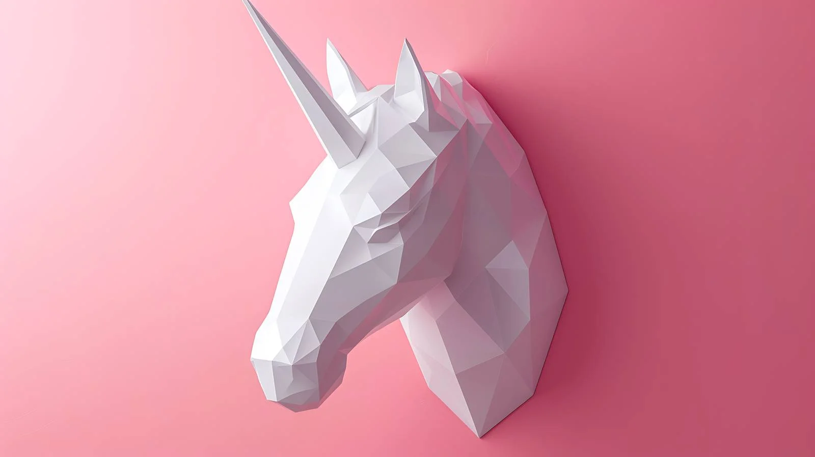3D Unicorn Papercraft Model on Pink Background — free download from Dotvec