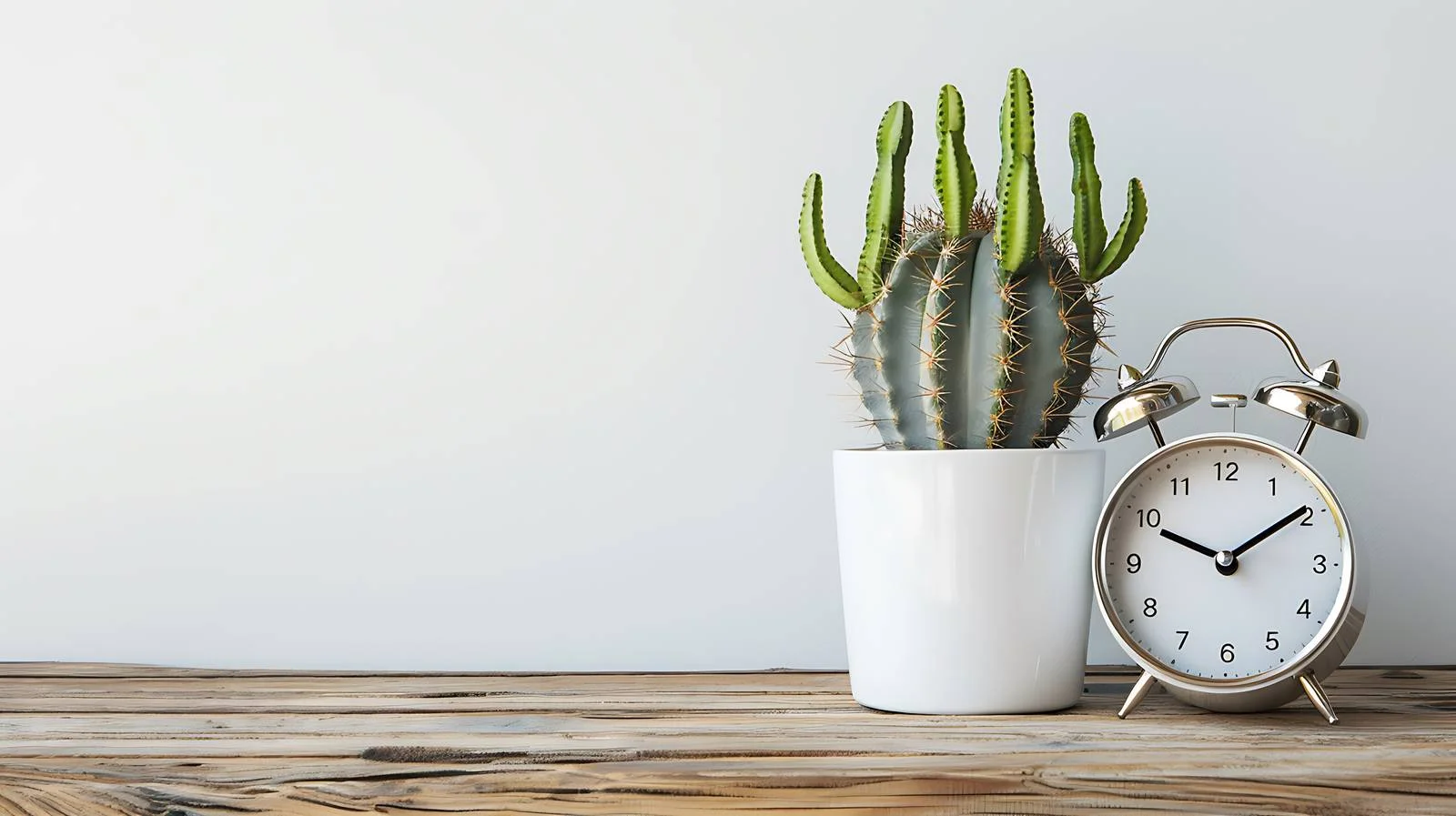 Minimalist Desk Decor Clock with Cactus — free download from Dotvec