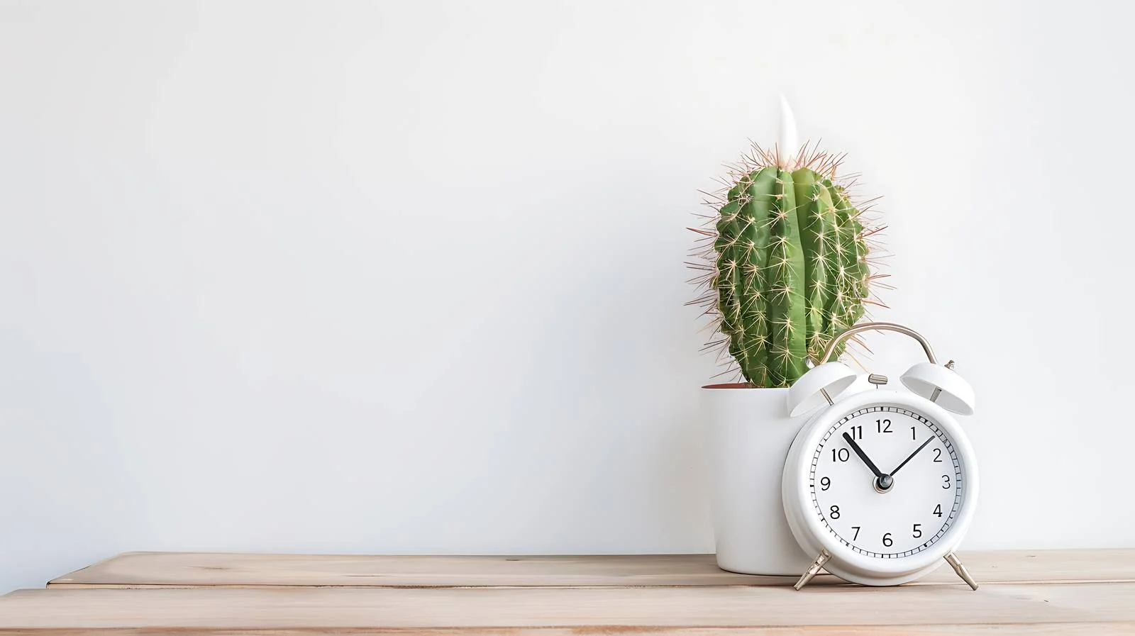 Minimalist Desk Clock and Cactus Decor — free download from Dotvec