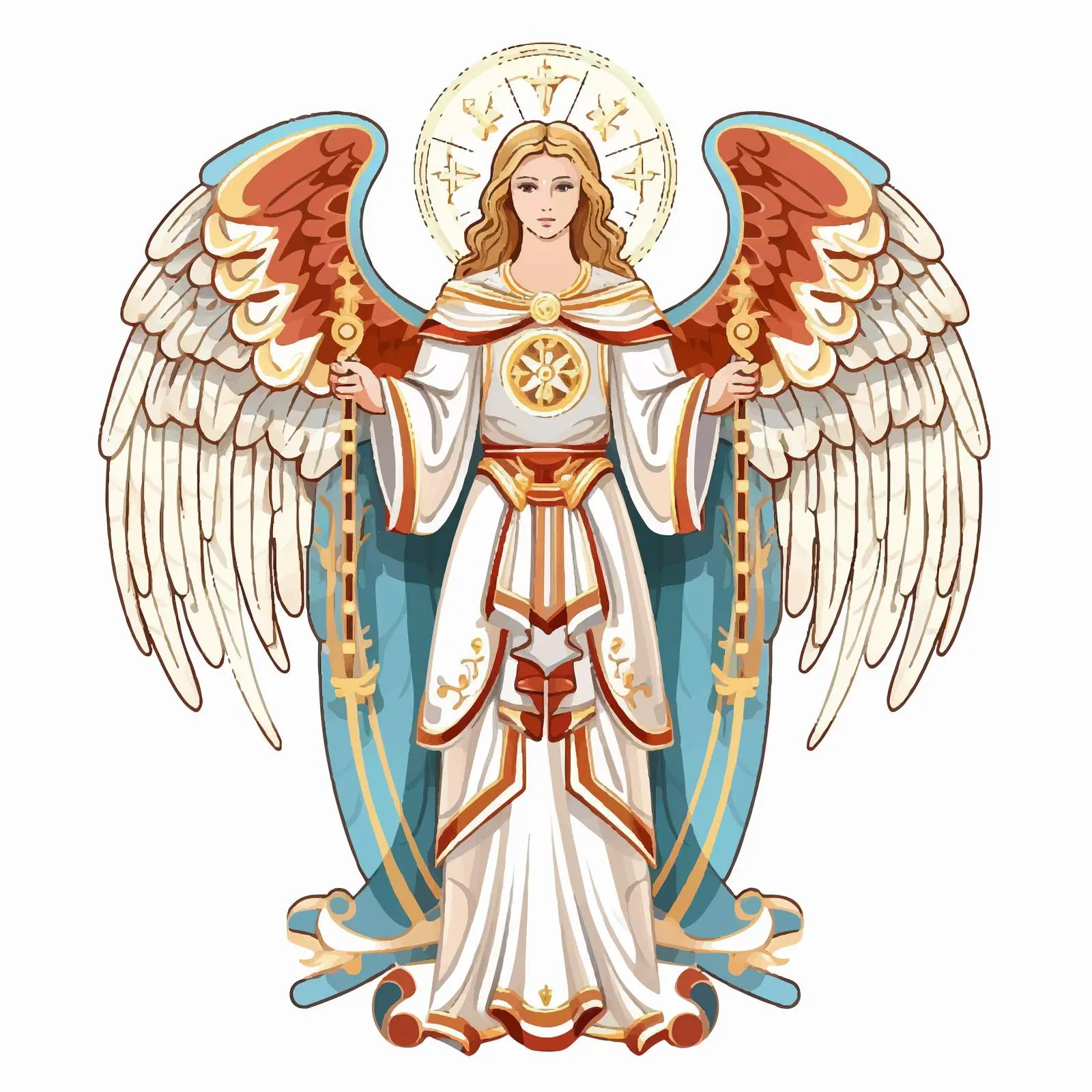 Byzantine Style White Angel Illustration — free download from Dotvec