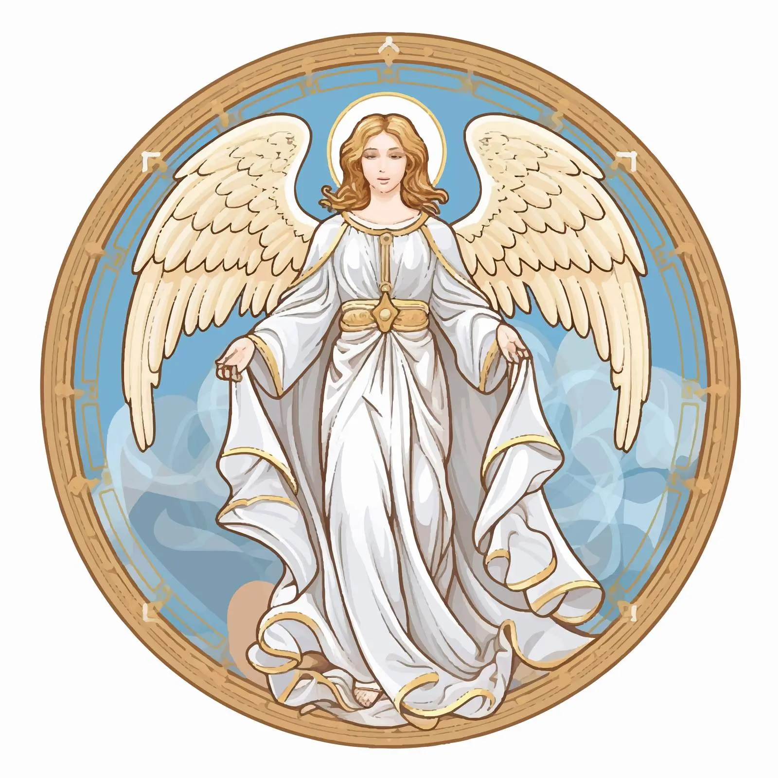 Byzantine Style White Angel Illustration – free frescoes image from Dotvec