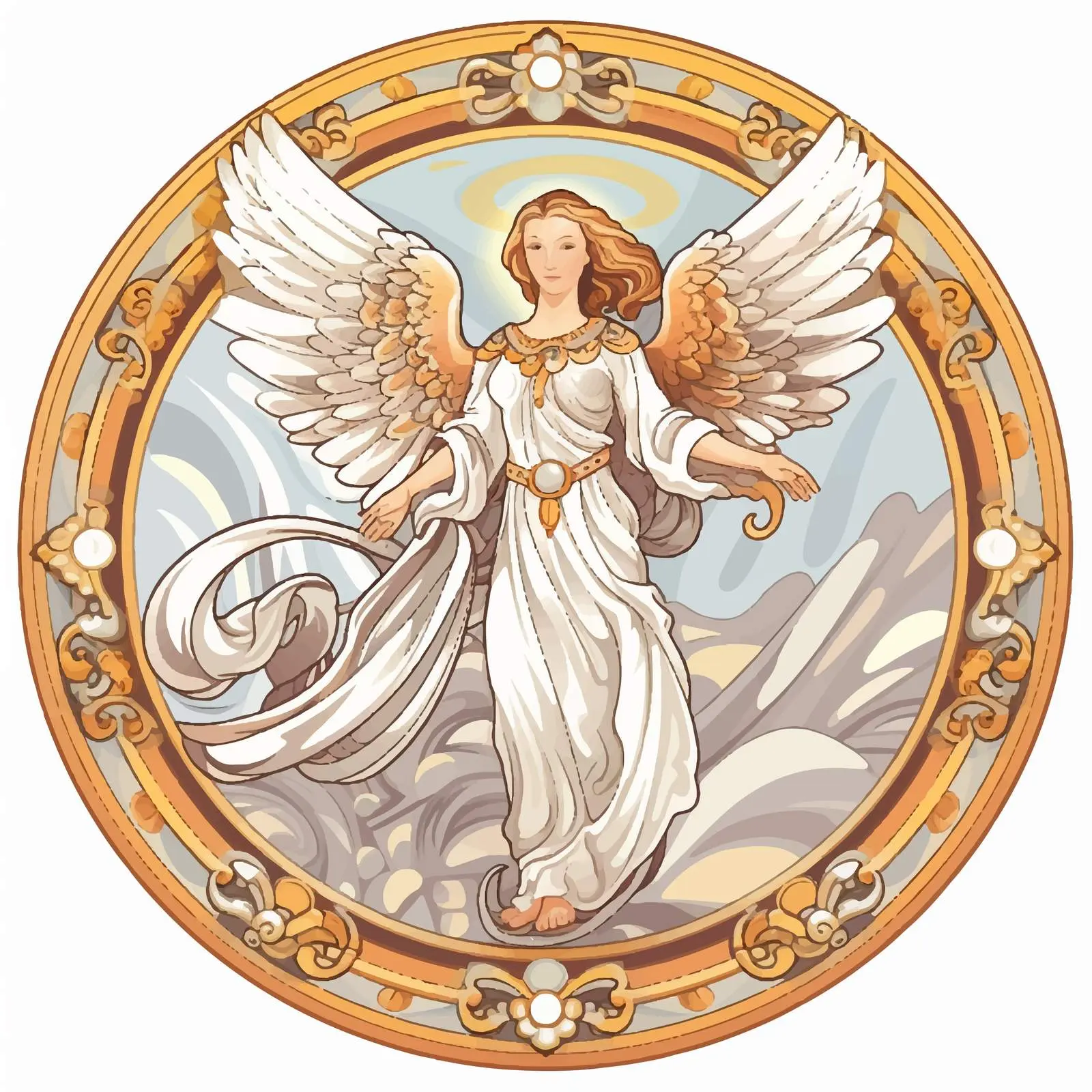 Byzantine Style Angel Fresco Illustration – free art for home image from Dotvec
