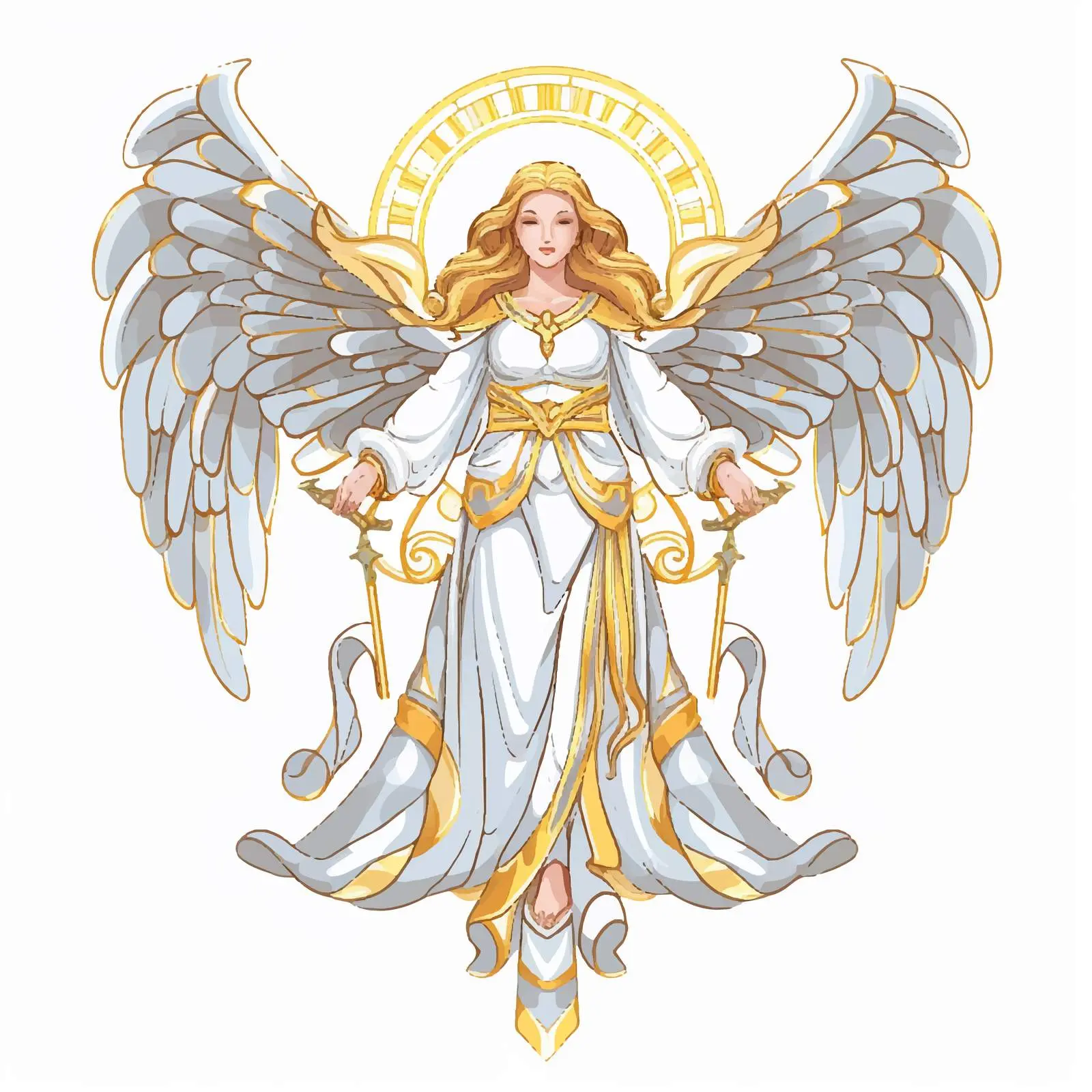 White Angel Byzantine Style Illustration – free frescoes image from Dotvec