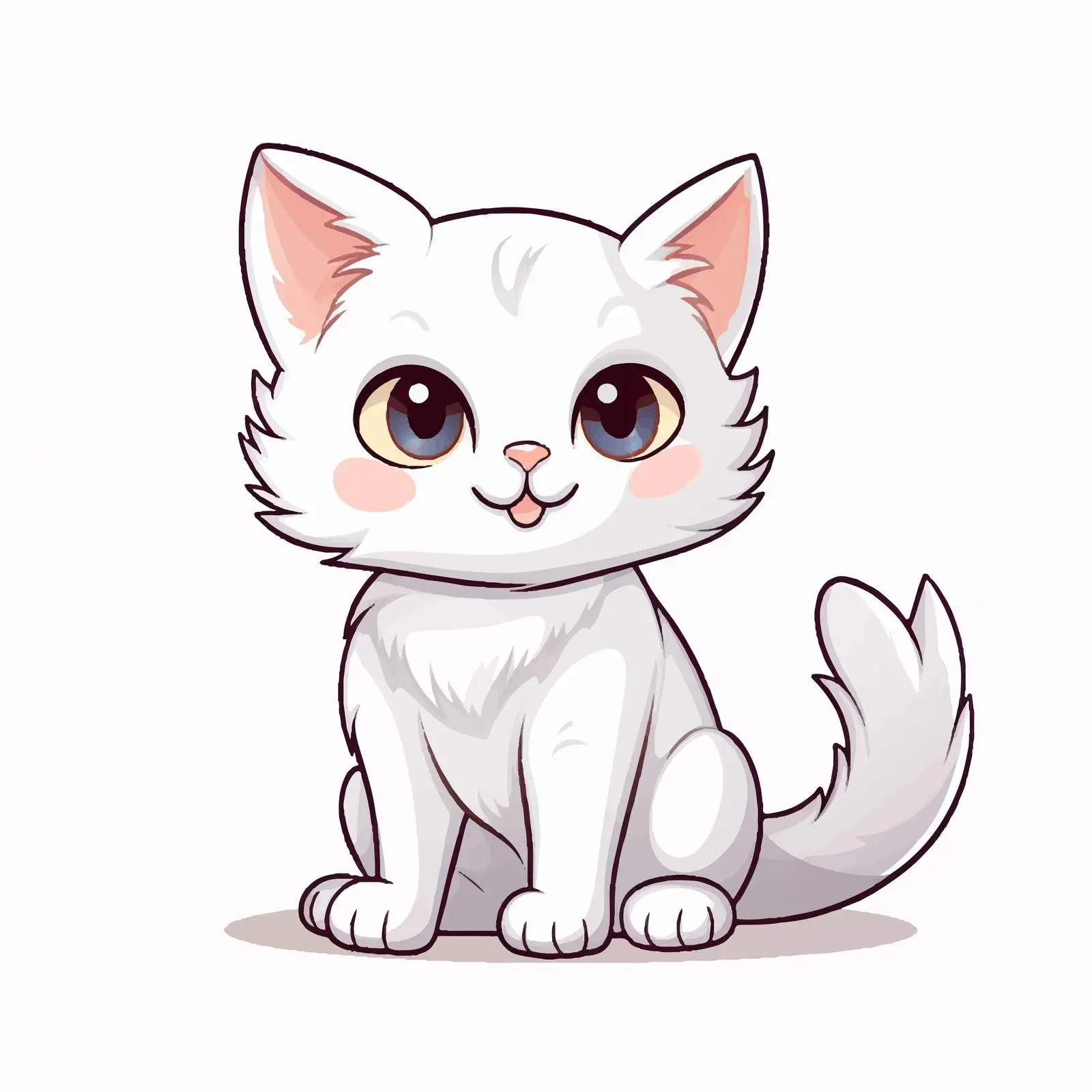 White Cat Cartoon Vector Character Illustration — free download from Dotvec