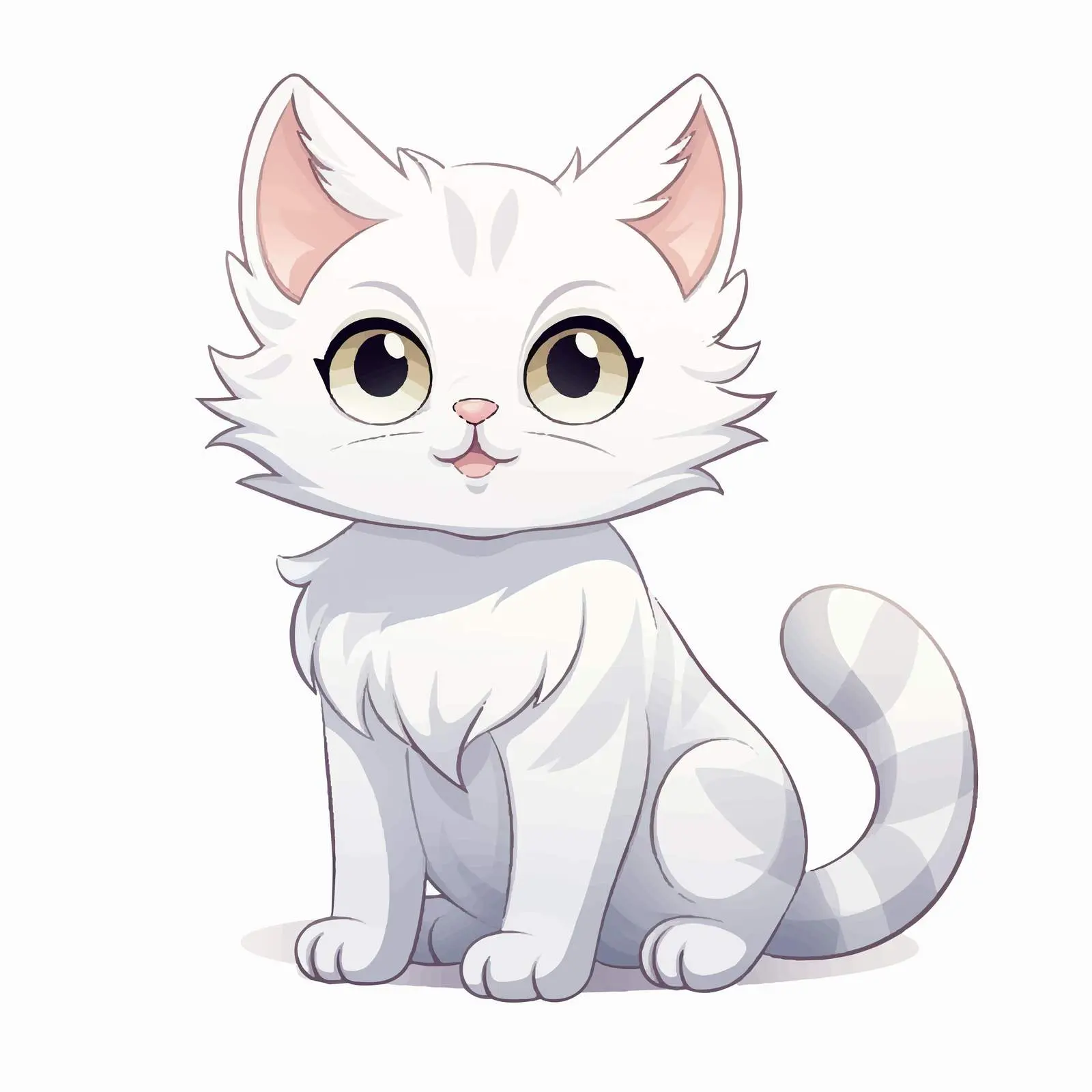White Cat Cartoon Vector Character Illustration — free download from Dotvec