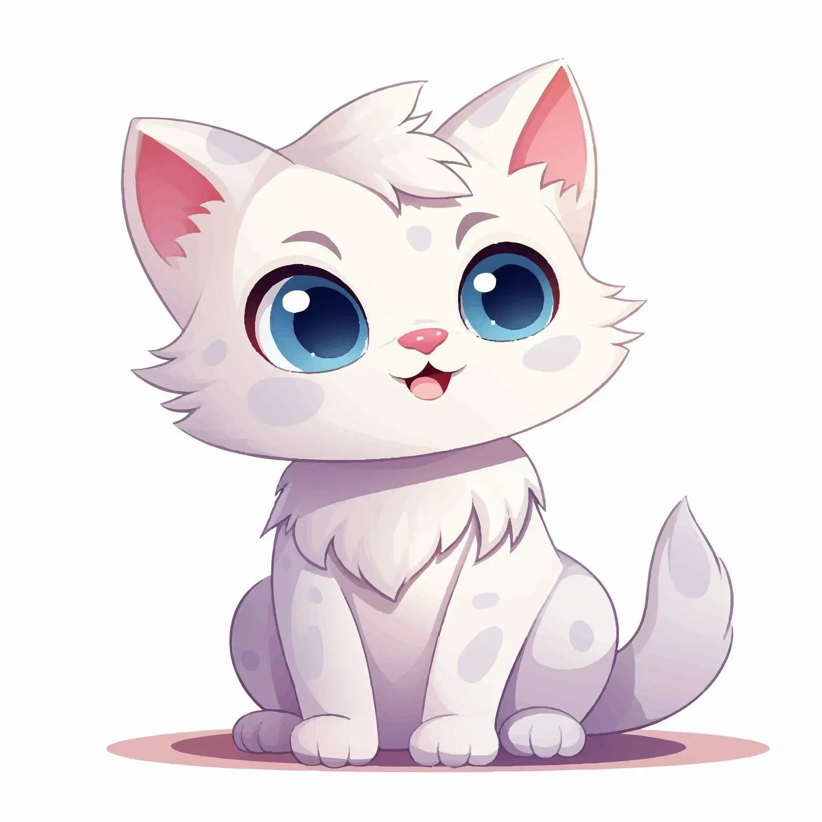 White Cat Mascot Cartoon Vector Illustration — free download from Dotvec