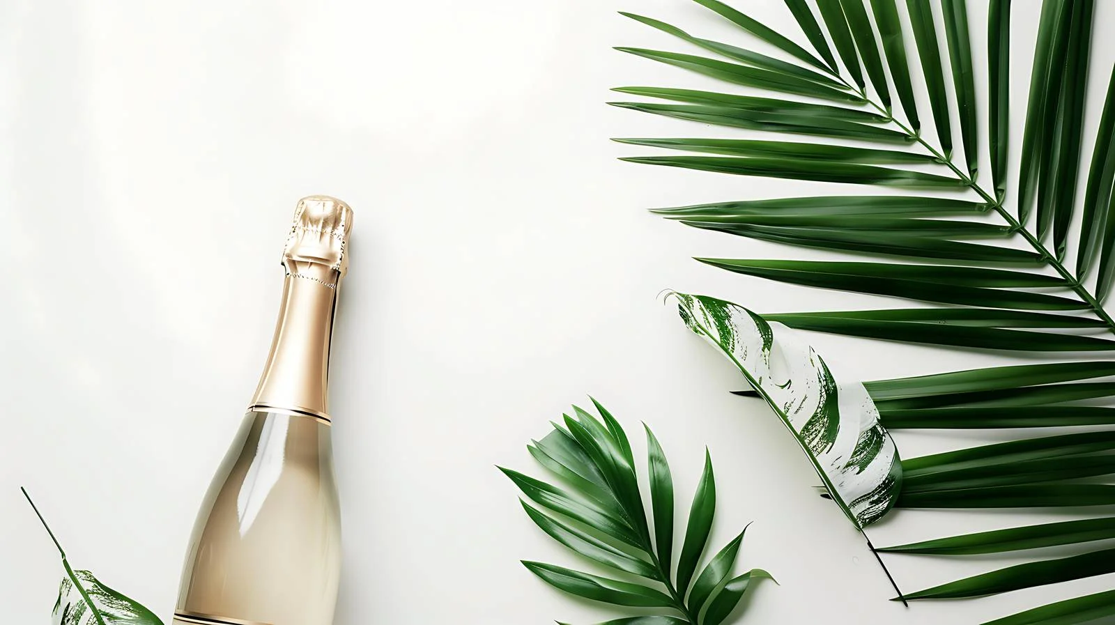 Elegant Champagne Bottle and Palm Leaves — free download from Dotvec
