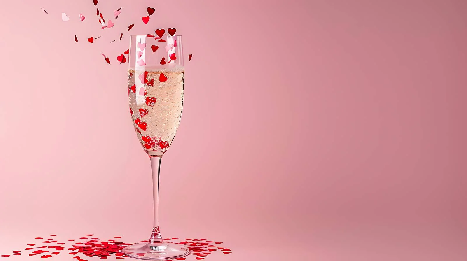 Elegant Champagne Glass with Red Heart Splash — free download from Dotvec