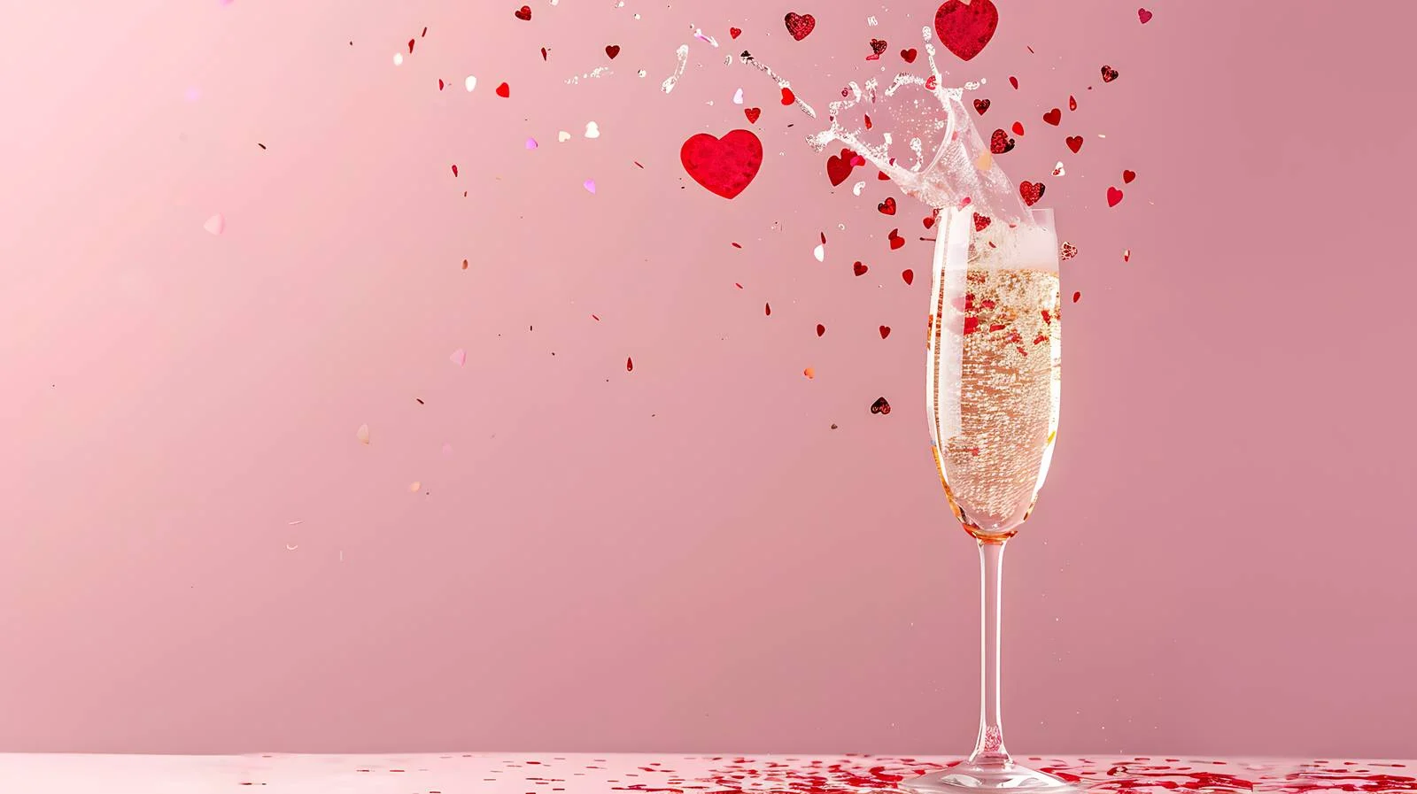 Elegant Champagne Glass with Red Heart Splash — free download from Dotvec
