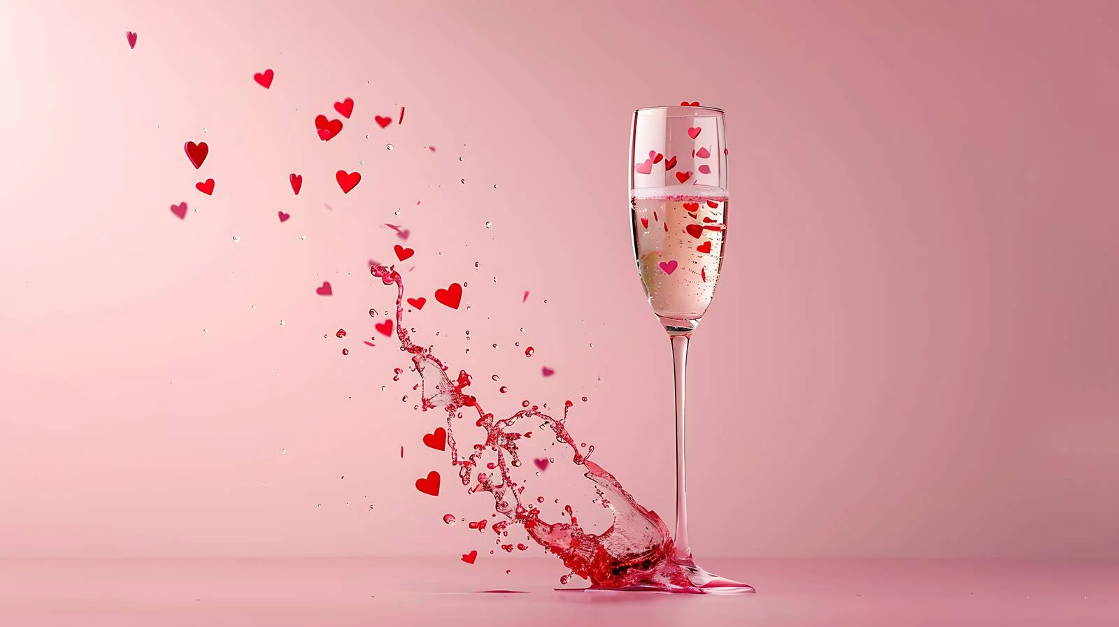 Elegant White Champagne Glass with Red Heart Splash — free download from Dotvec