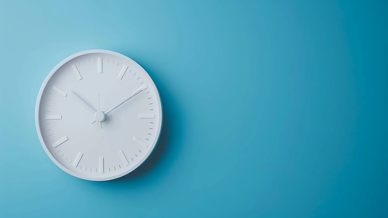 Minimalist White Clock on Blue Background — free download from Dotvec