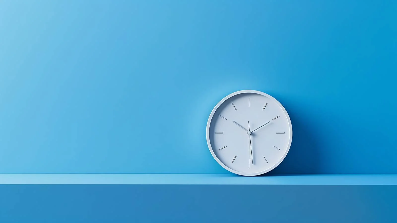 Minimalist White Clock on Blue Background — free download from Dotvec