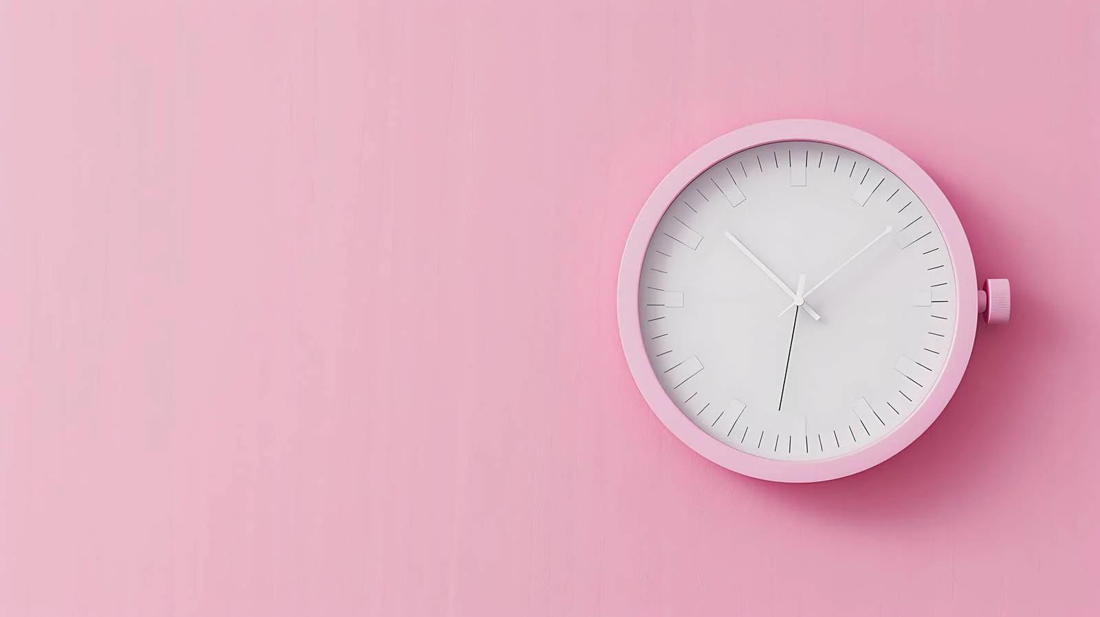 Minimalist White Clock on Pink Wall — free download from Dotvec