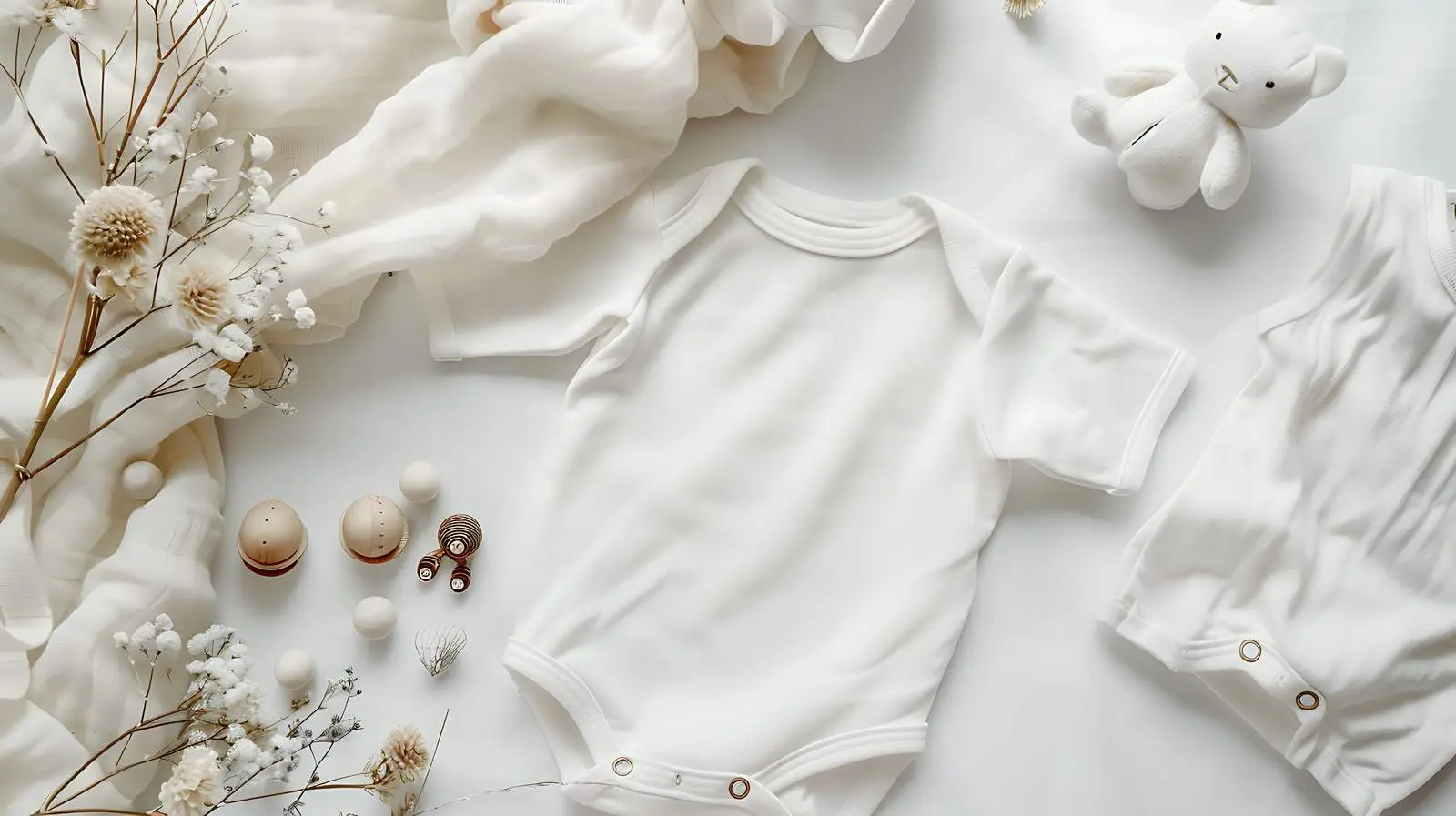 Newborn Baby White Cotton Bodysuit and Blanket free images image from Dotvec