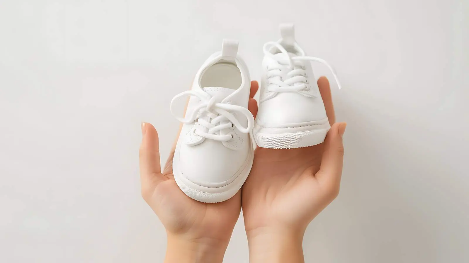 Cute White Cotton Baby Shoes in Hand – free trendy baby image from Dotvec