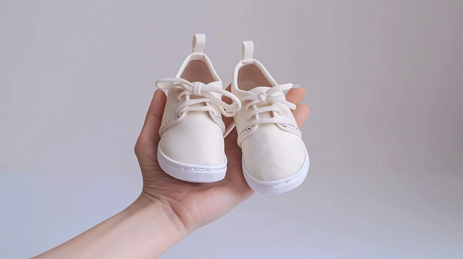 Cute White Cotton Baby Shoes in Women's Hand – free baby accessories image from Dotvec