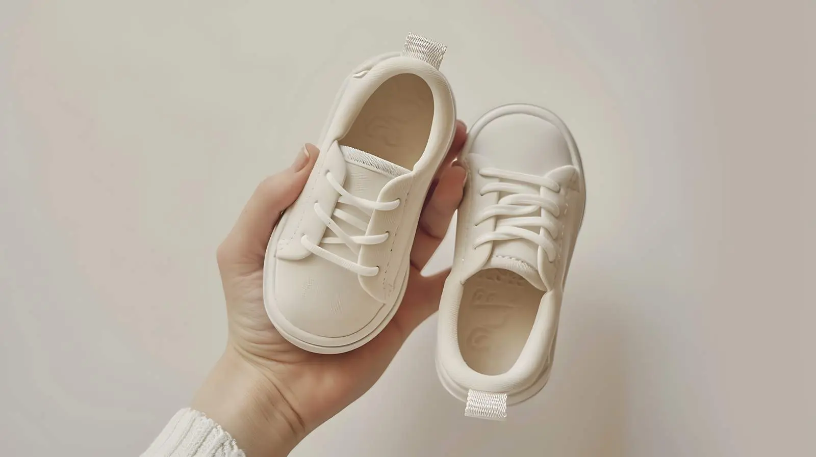 Cute White Cotton Baby Shoes in Hand — free download from Dotvec