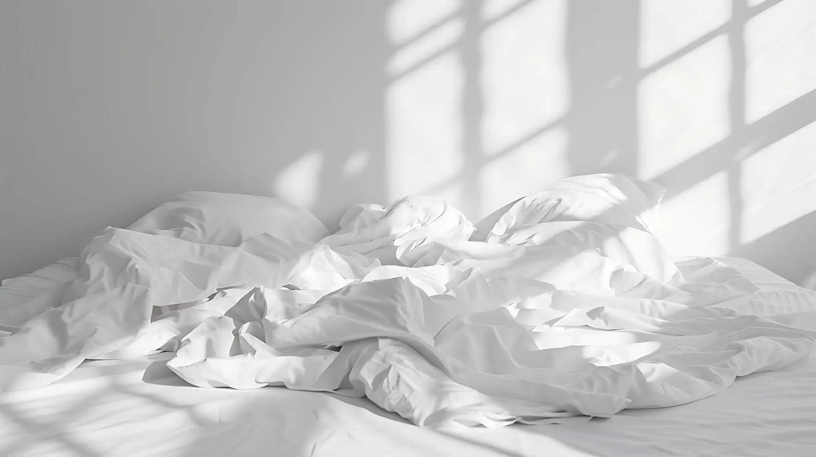 Crumpled Bed Linens Bathed in Morning Light — free download from Dotvec